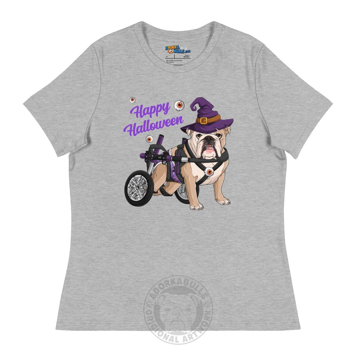 "Happy Halloween" Male English Bulldog Witch Women&