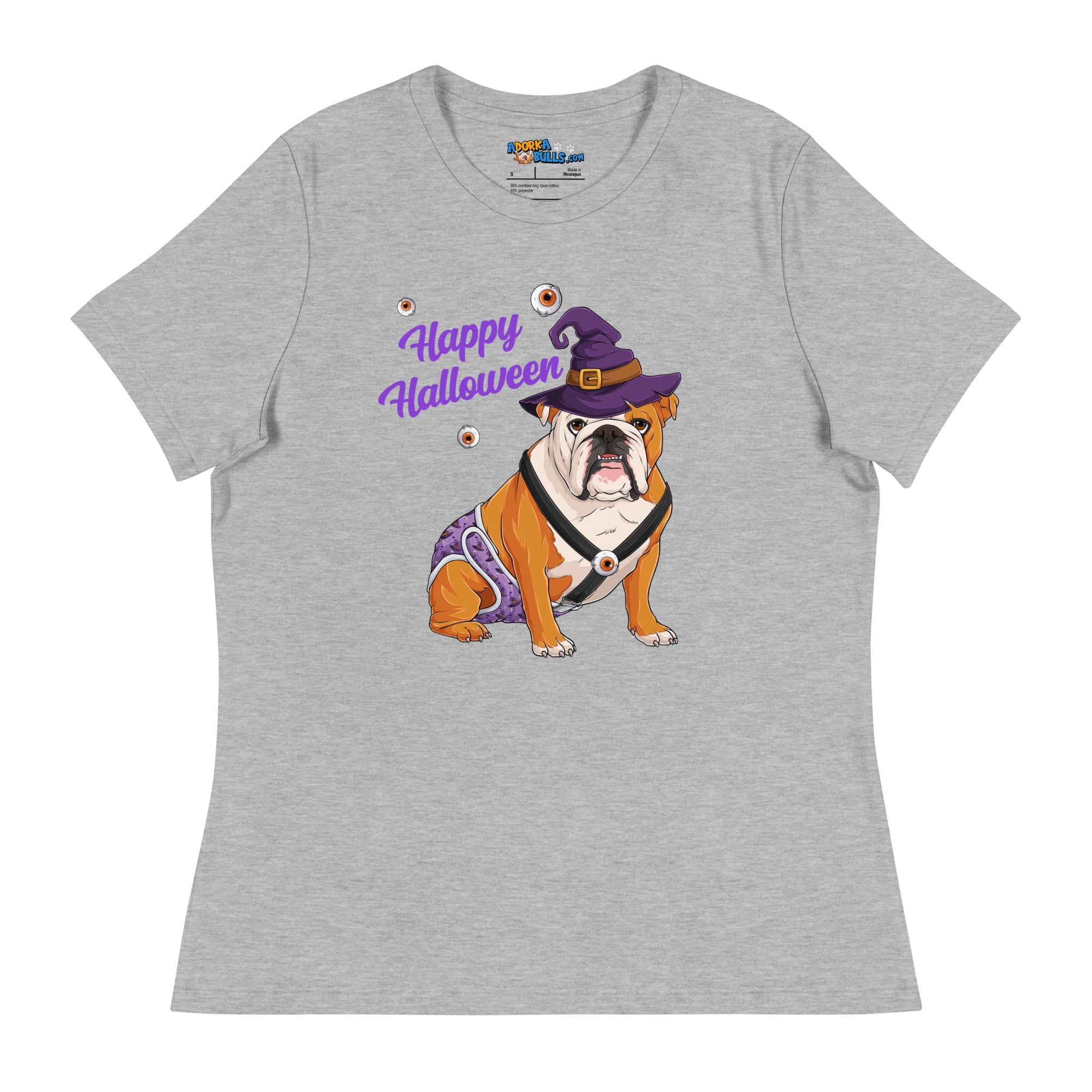 "Happy Halloween" Male English Bulldog Witch Women&