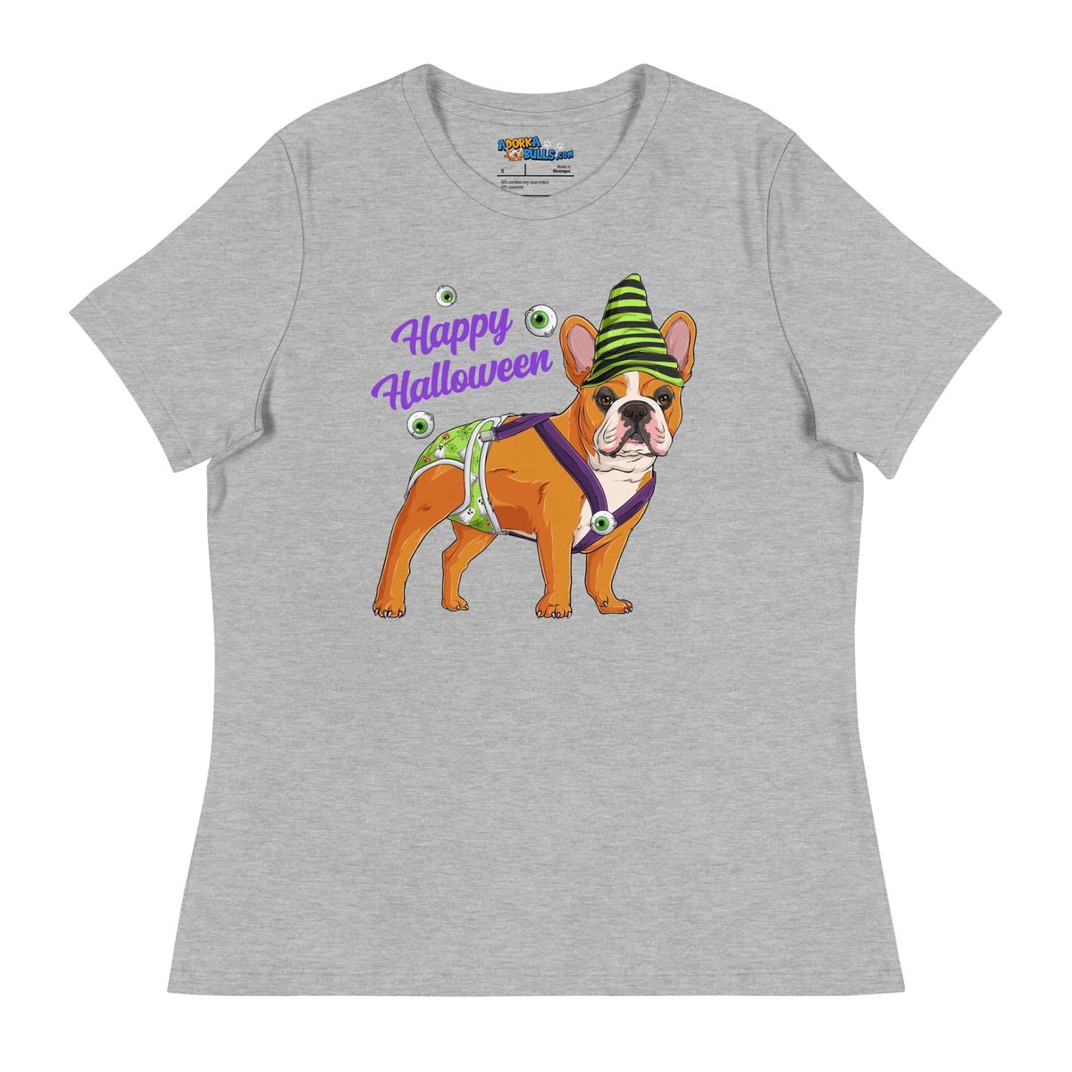 "Happy Halloween" Male Frenchie Ghost Women&