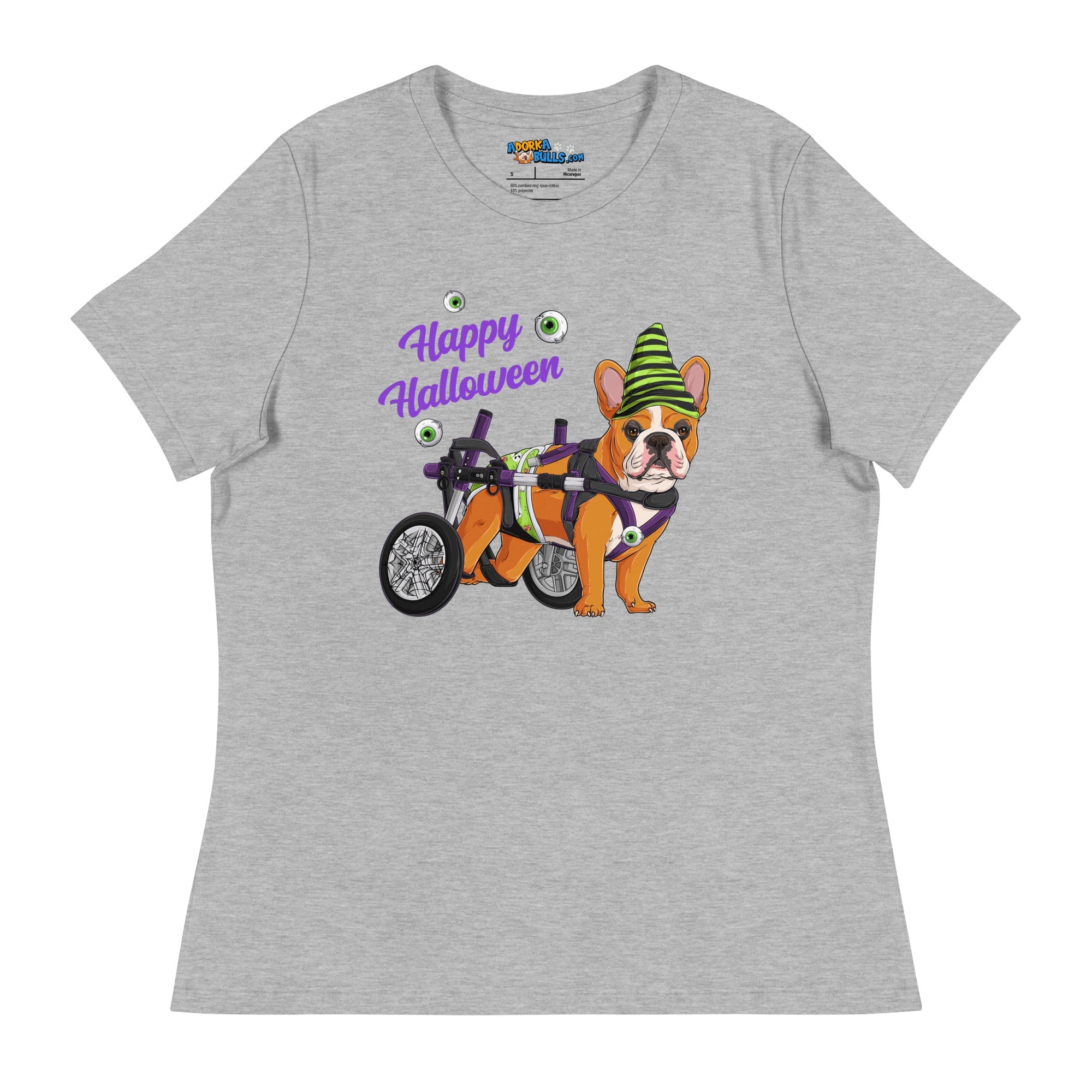 "Happy Halloween" Male Frenchie Ghost Women&
