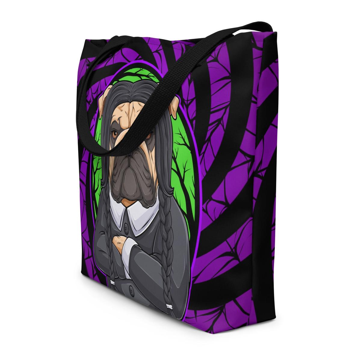 I Hate People English Bulldog Large Tote Bag with Pocket