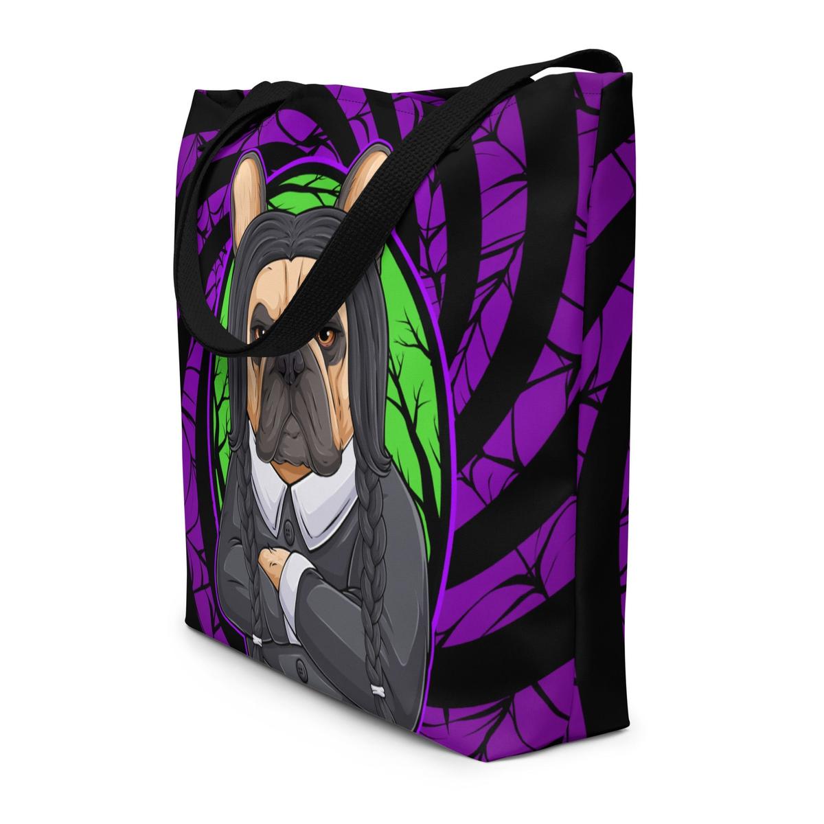I Hate People French Bulldog Large Tote Bag with Pocket