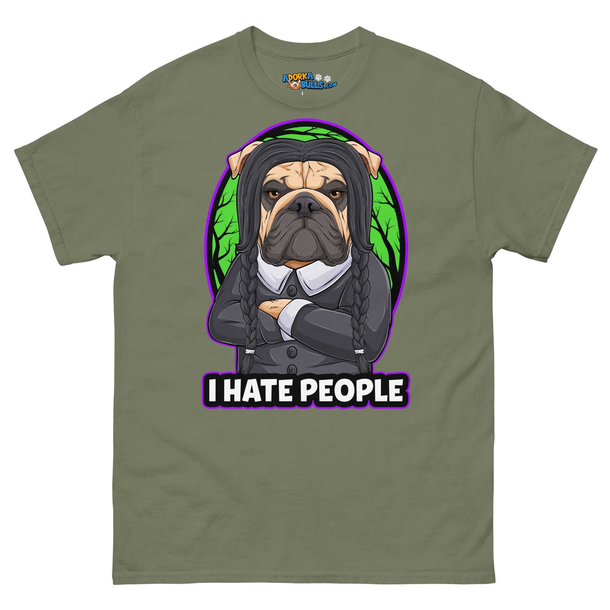 "I Hate People" Halloween Bulldog Unisex T-Shirt
