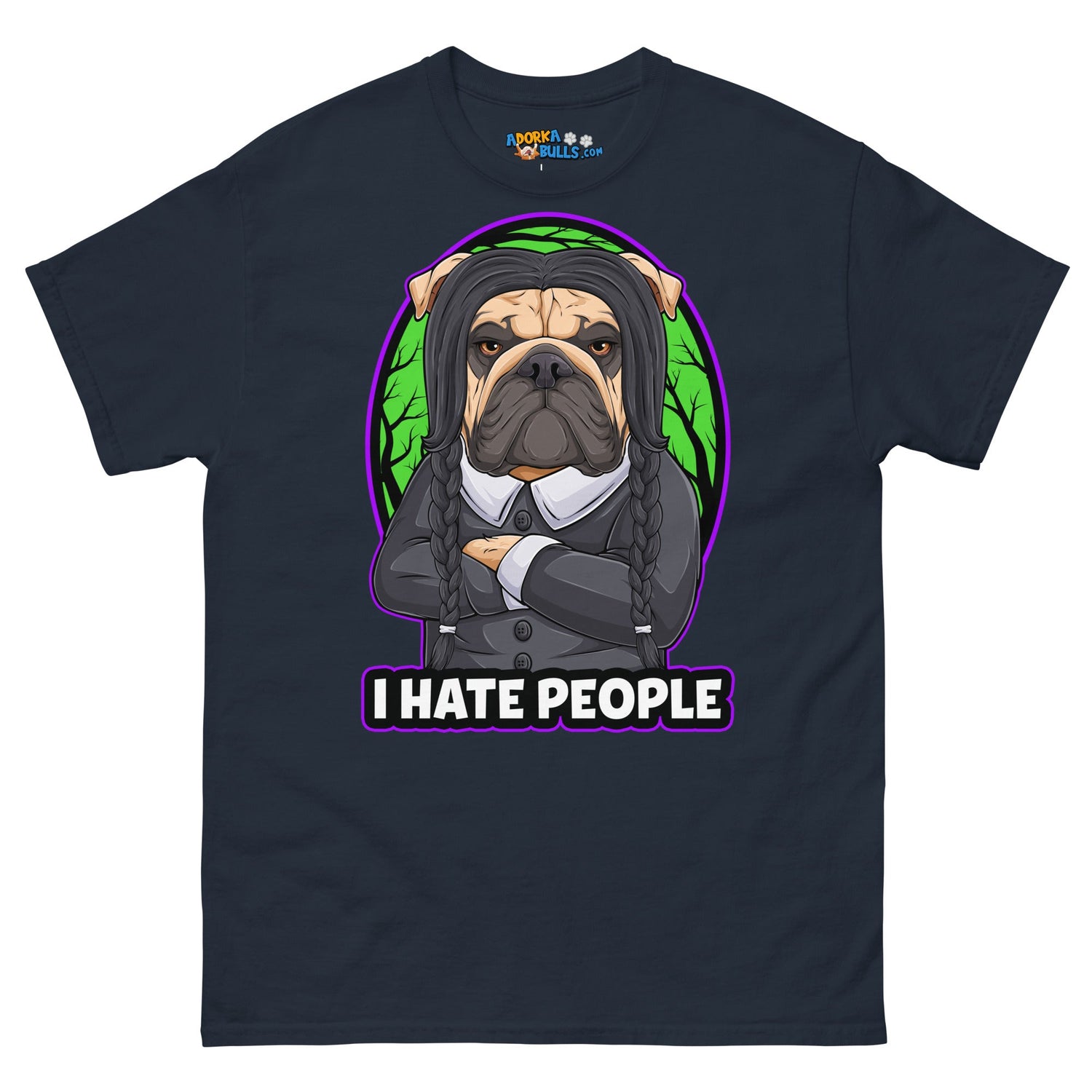 "I Hate People" Halloween Bulldog Unisex T-Shirt