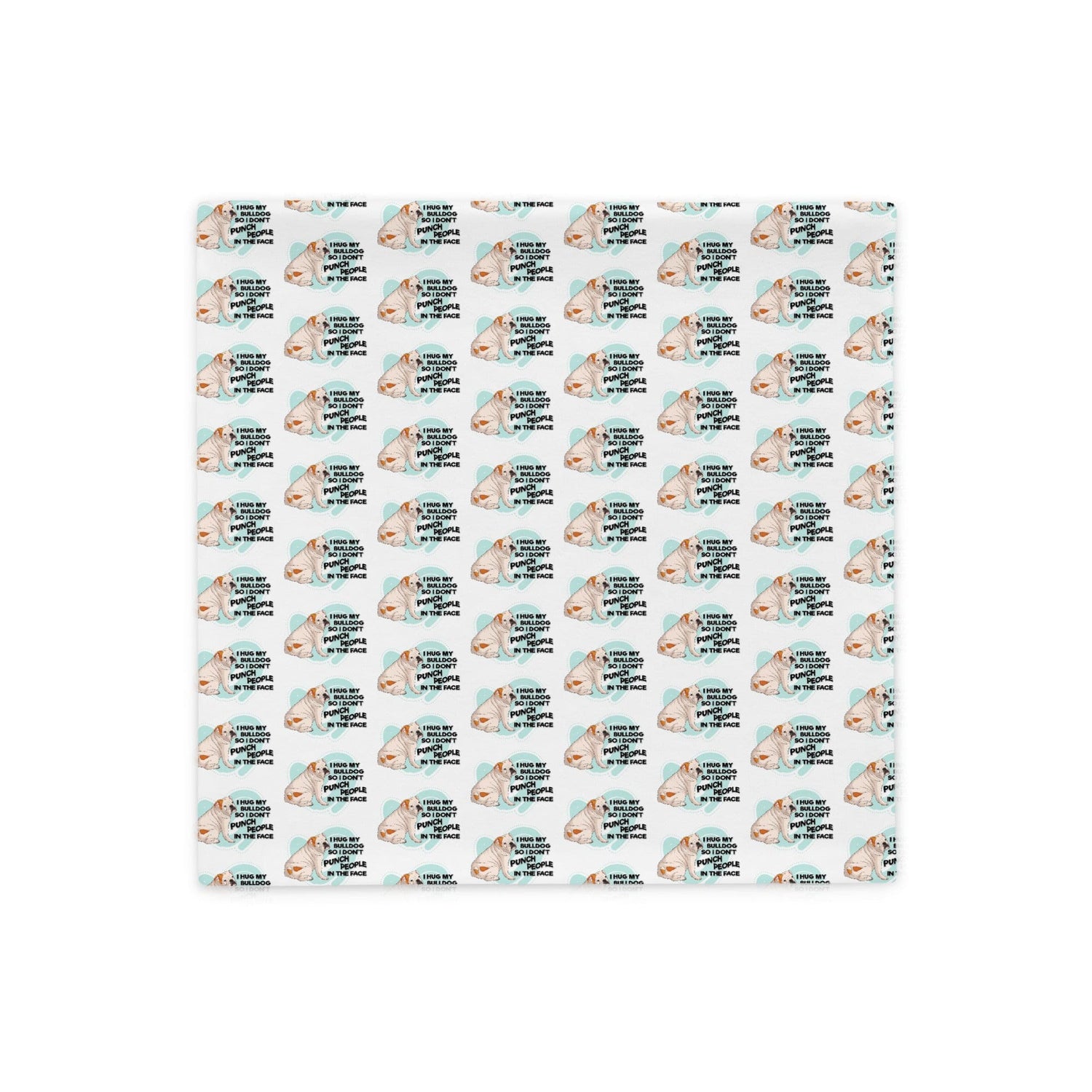 "I Hug My Bulldog" English Bulldog Pillow Case | White & Red Colored