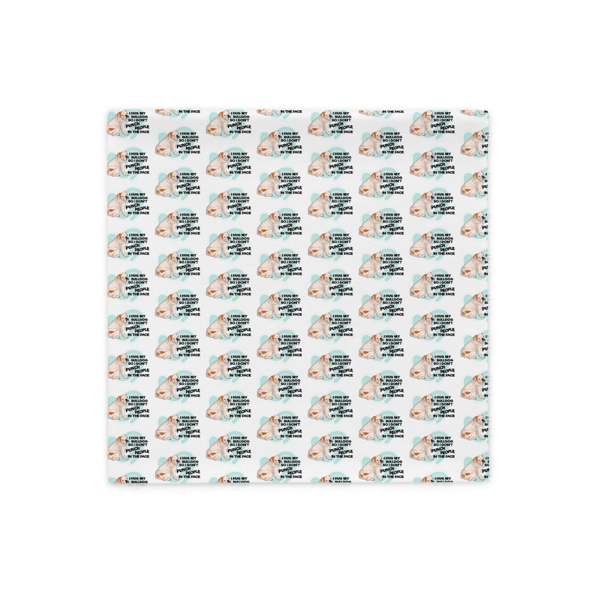 "I Hug My Bulldog" English Bulldog Pillow Case | White & Red Colored