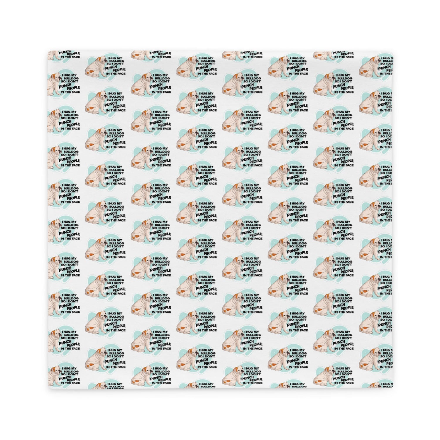 "I Hug My Bulldog" English Bulldog Pillow Case | White & Red Colored