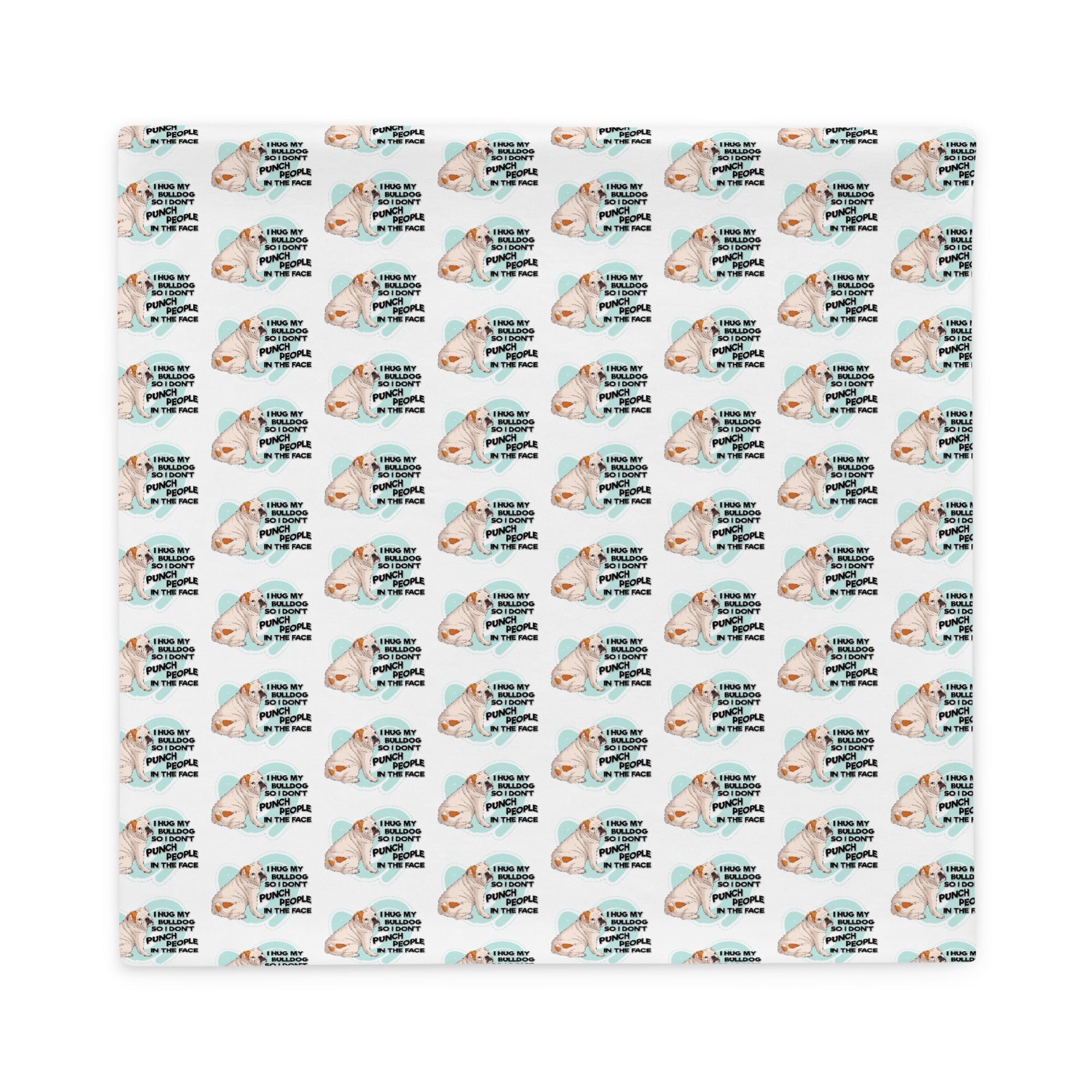 "I Hug My Bulldog" English Bulldog Pillow Case | White & Red Colored