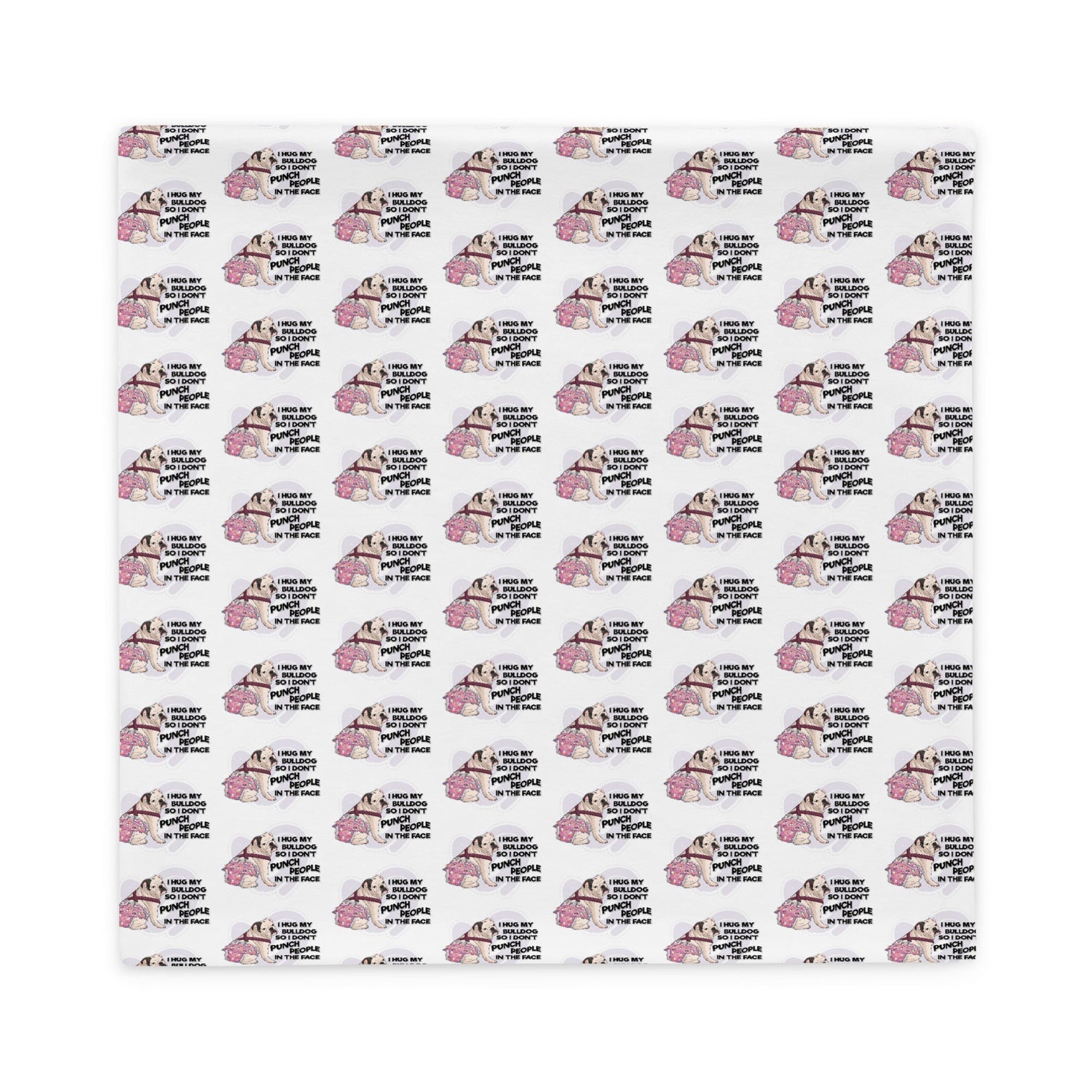 "I Hug My Bulldog" Female English Bulldog Pillow Case | White & Black with Spina Bifida