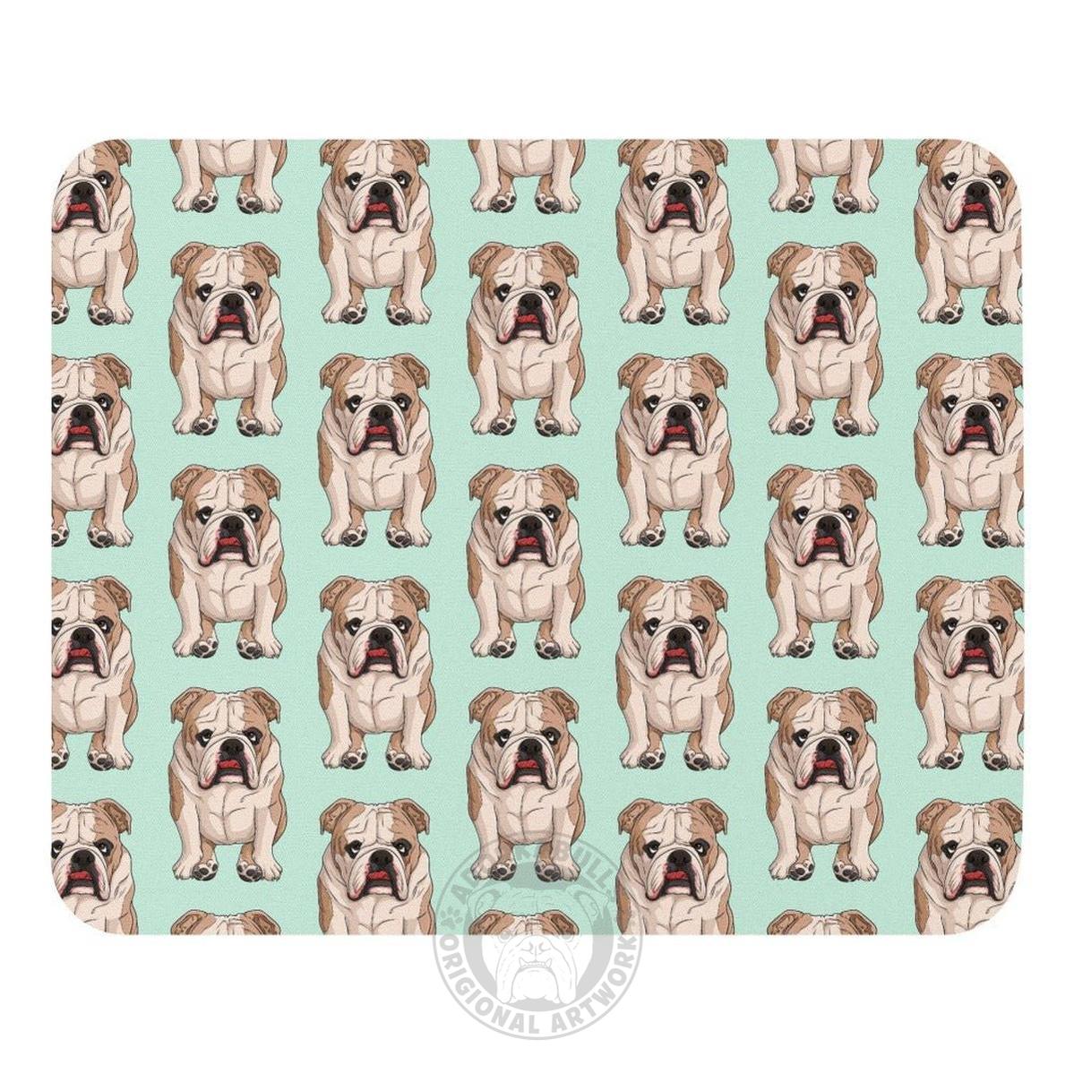 Lazy English Bulldog Mouse Pad | Fawn & White Colored