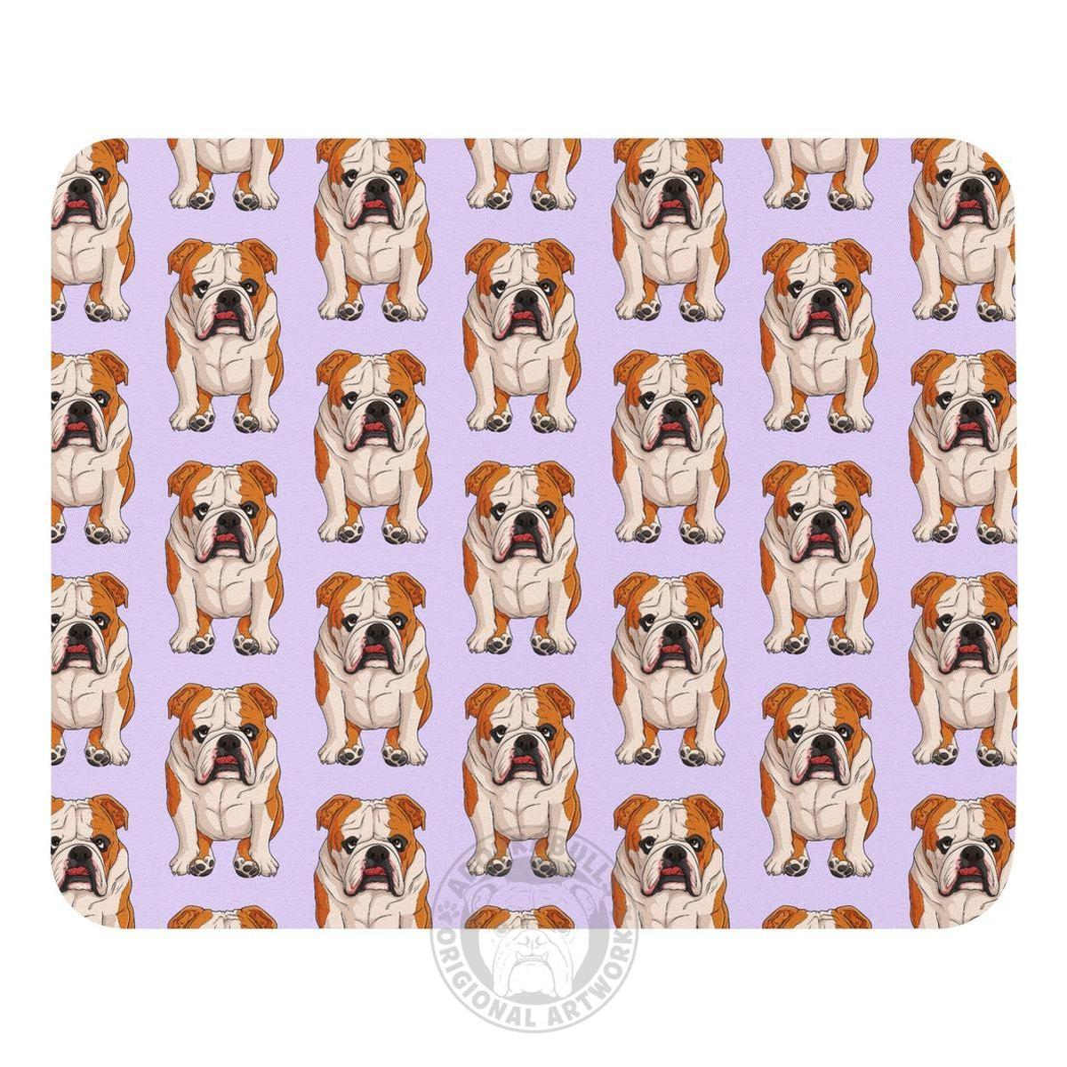 Lazy English Bulldog Mouse Pad | Red & White Colored