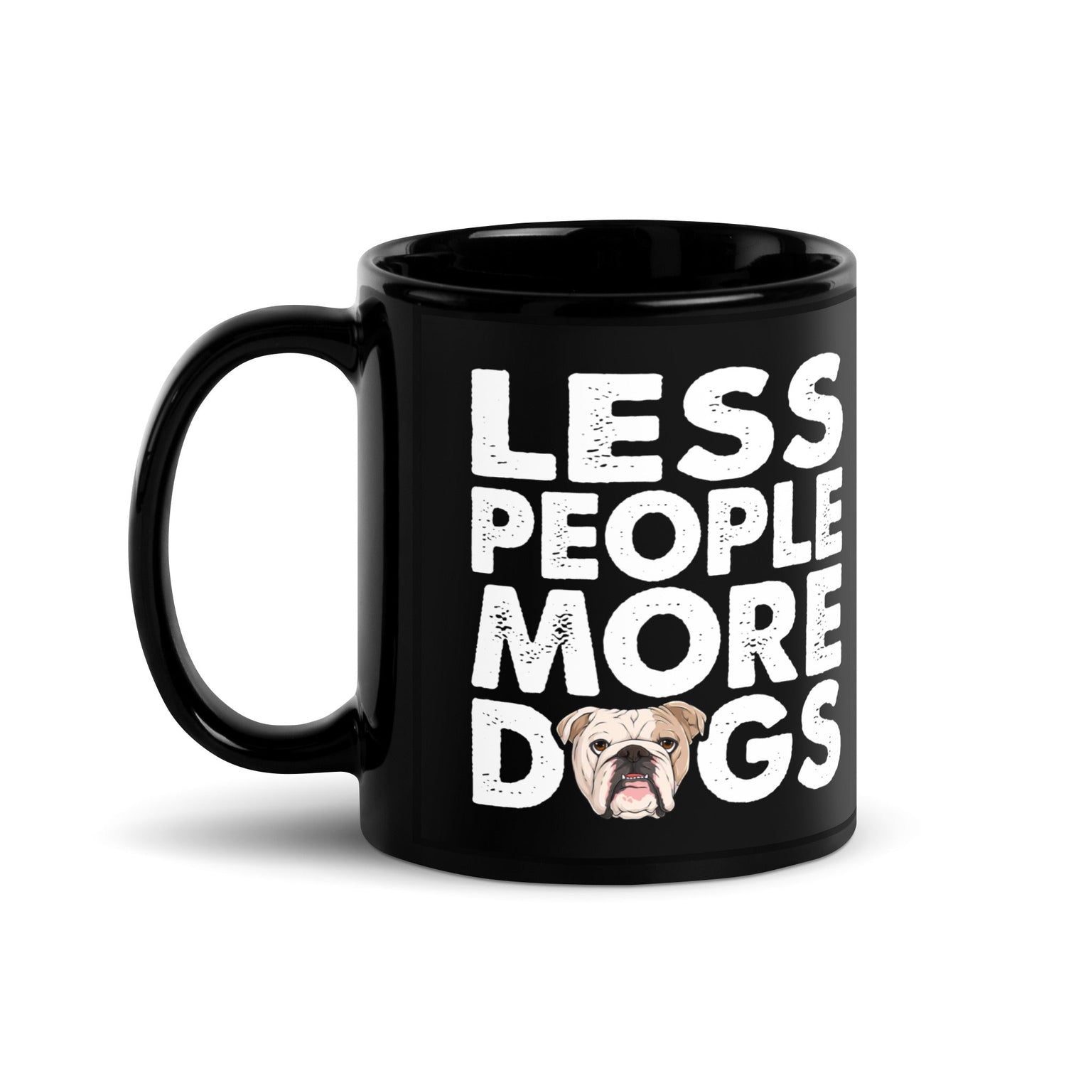 "Less People More Dogs" English Bulldog Mug | Fawn & White Colored