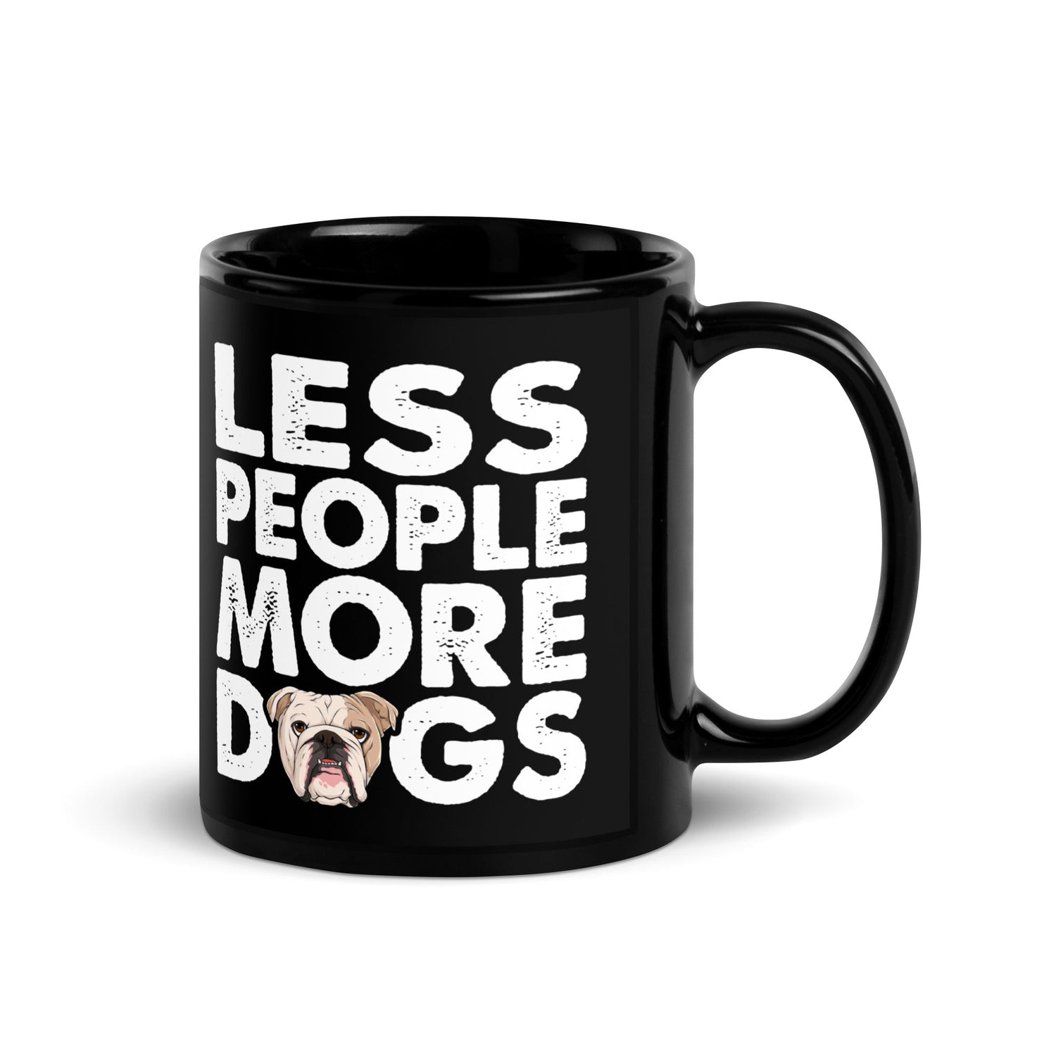 "Less People More Dogs" English Bulldog Mug | Fawn & White Colored