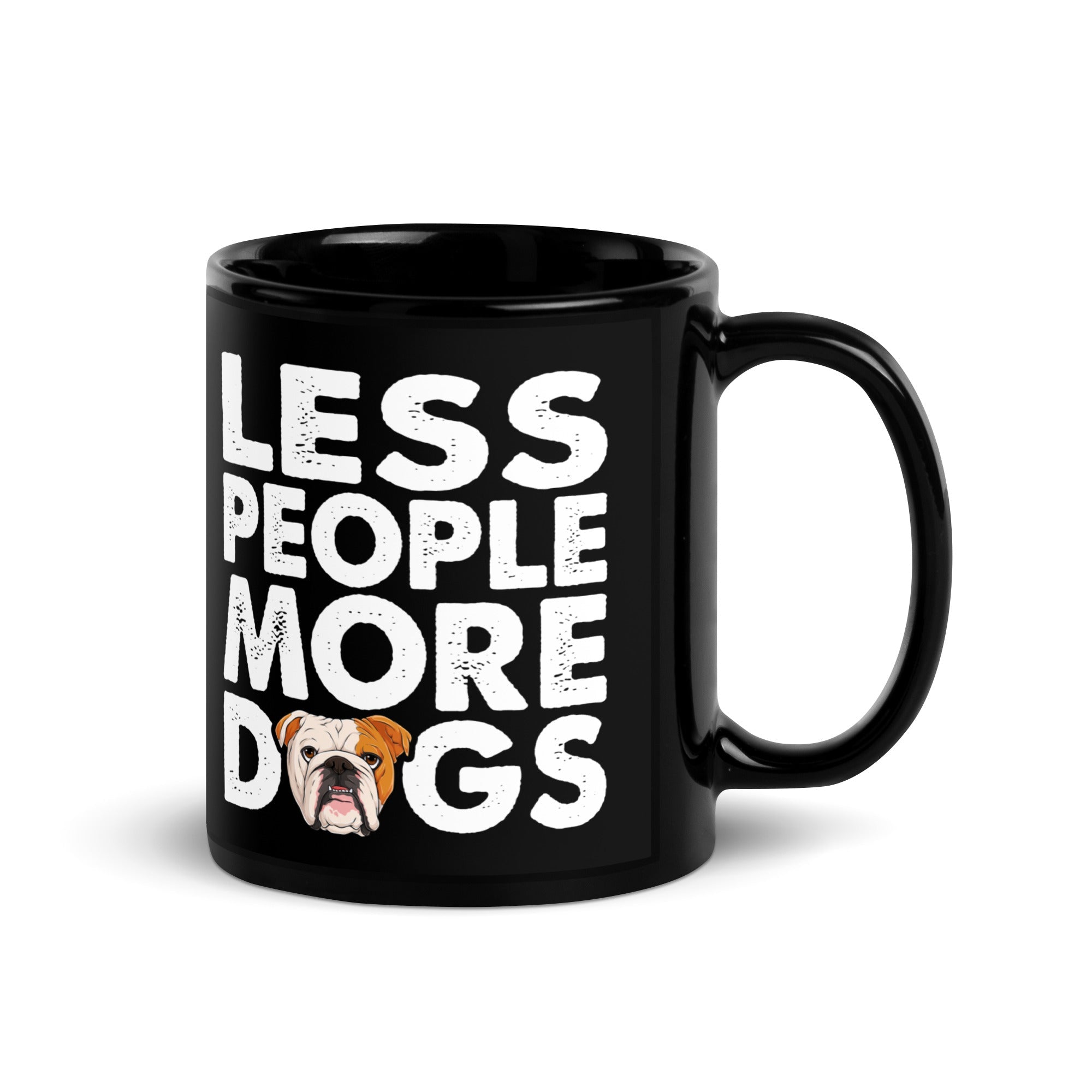 "Less People More Dogs" English Bulldog Mug | Red & White Colored