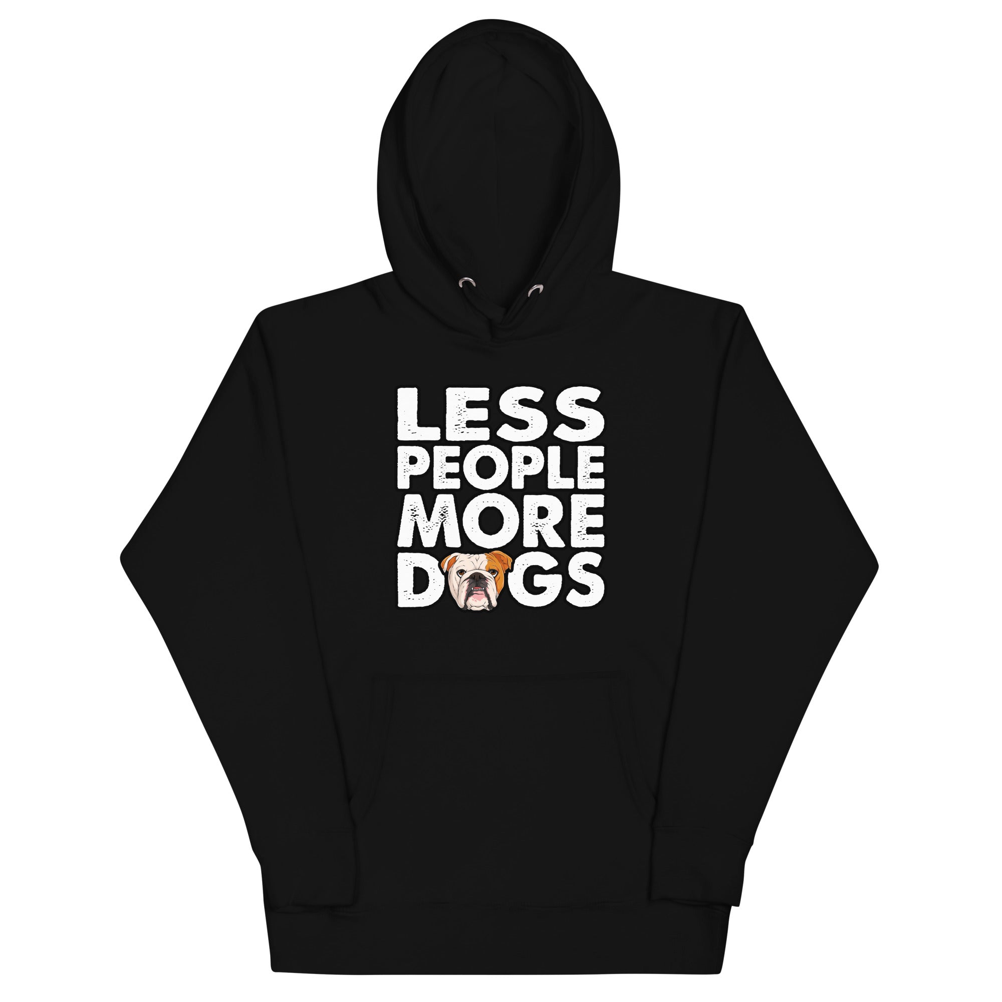 "Less People More Dogs" English Bulldog Unisex Hoodie | Red & White Colored