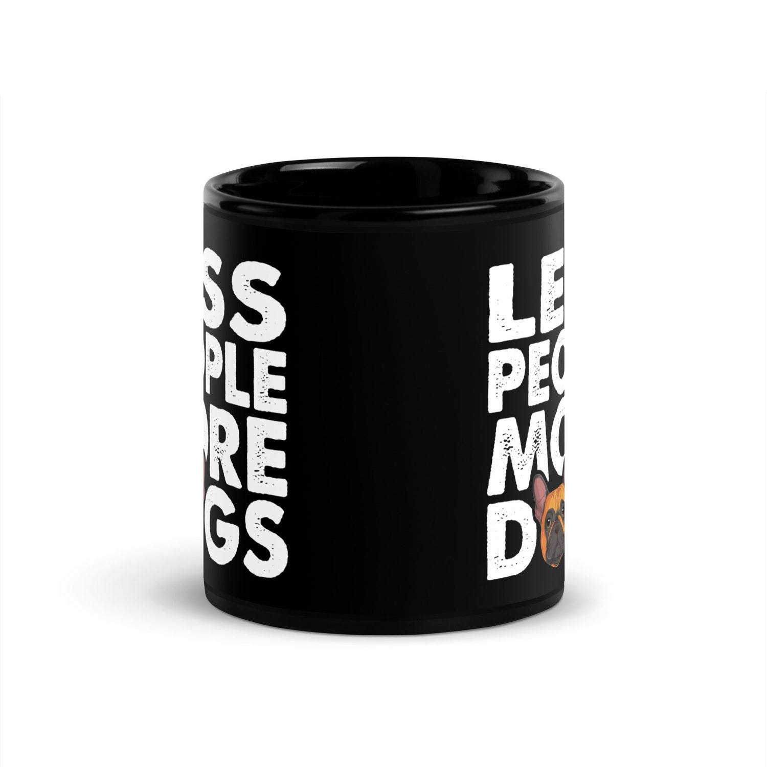 "Less People More Dogs" Frenchie Mug | Red & White Colored