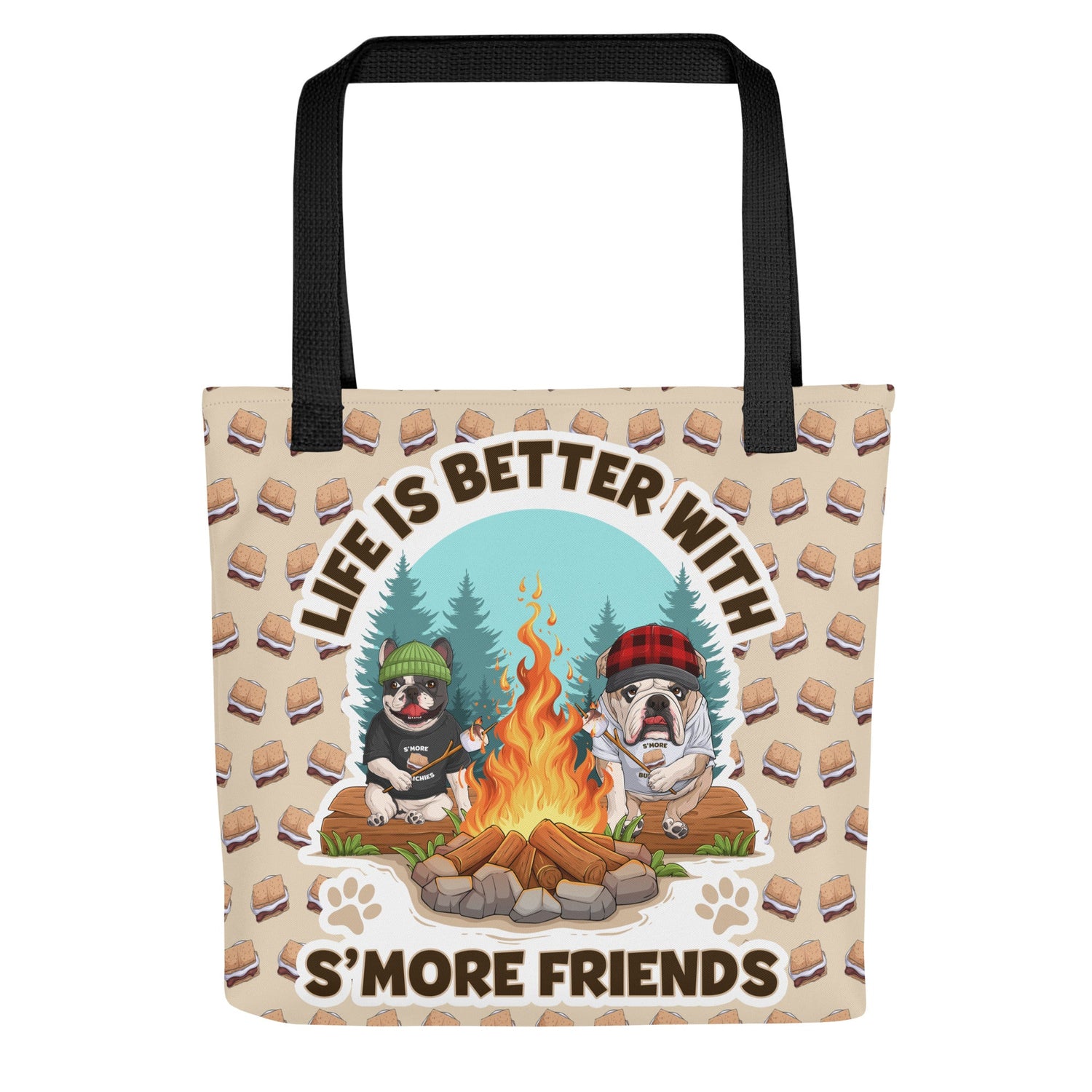 "Life Is Better with S’More Friends" French & English Bulldog Tote Bag