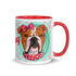 "Love Bug" English Bulldog Mug | Red & White Colored Female