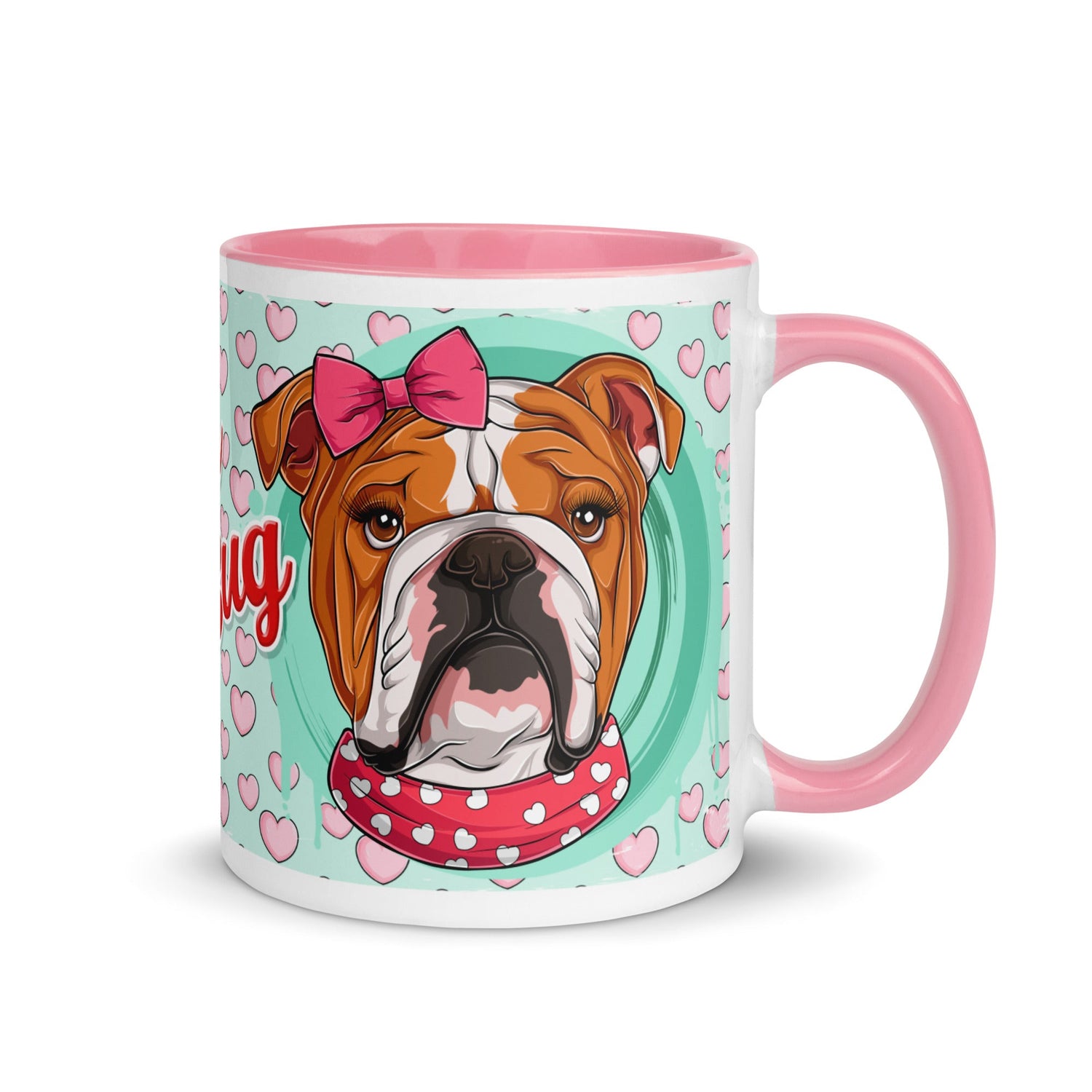 "Love Bug" English Bulldog Mug | Red & White Colored Female