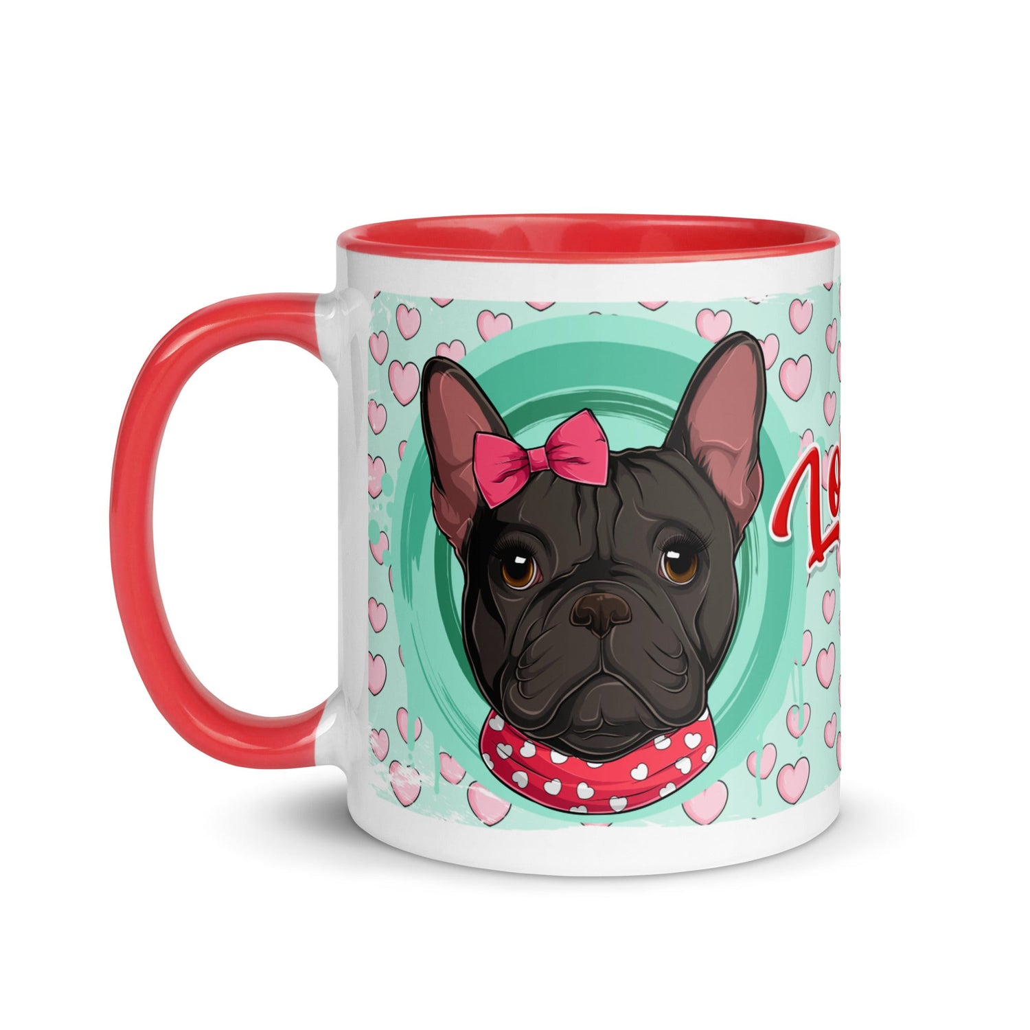 "Love Bug" French Bulldog Mug | B&W Colored Female