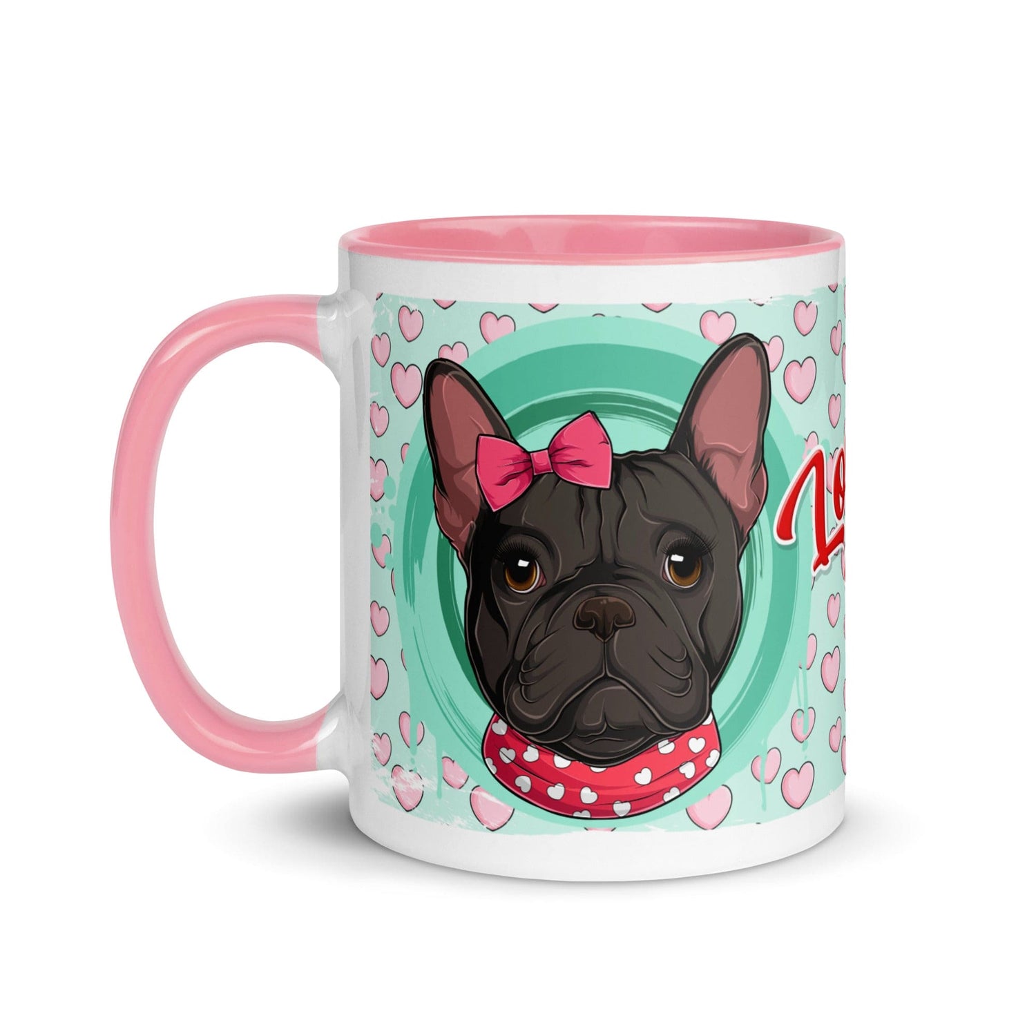 "Love Bug" French Bulldog Mug | B&W Colored Female