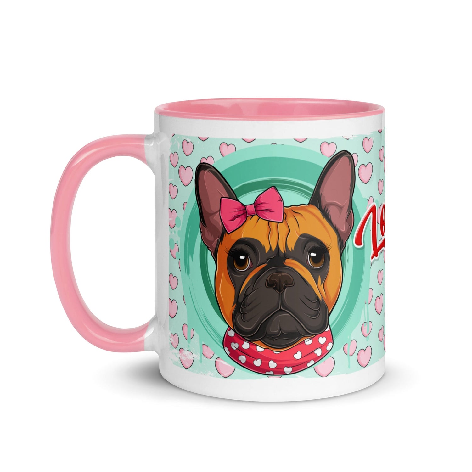 "Love Bug" French Bulldog Mug | Red & White Colored Female