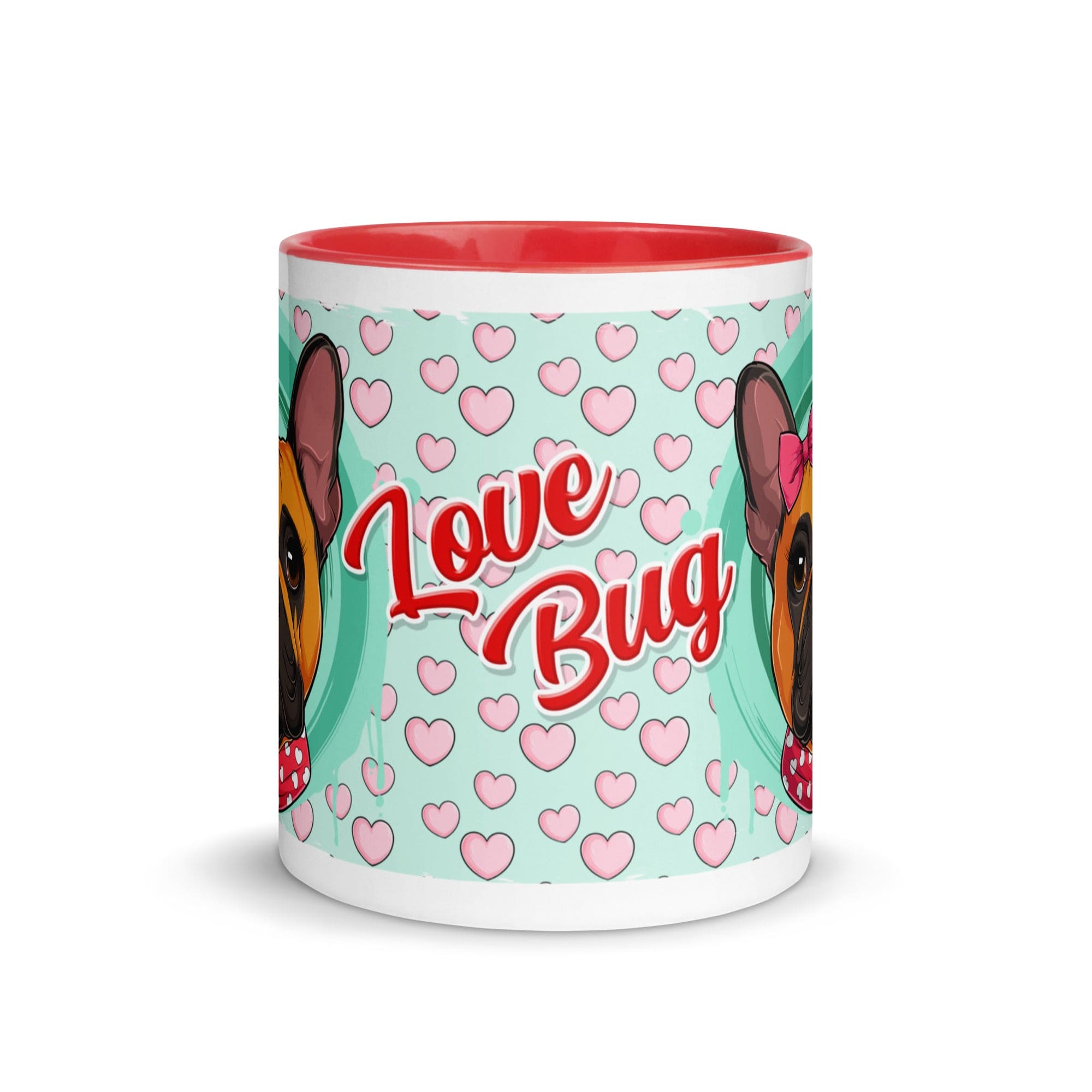 "Love Bug" French Bulldog Mug | Red & White Colored Female
