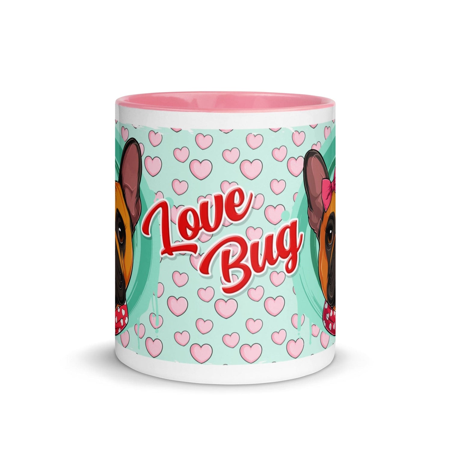 "Love Bug" French Bulldog Mug | Red & White Colored Female