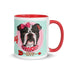 "Love Bug" with Arrow of Love English Bulldog Mug | B&W Colored Female