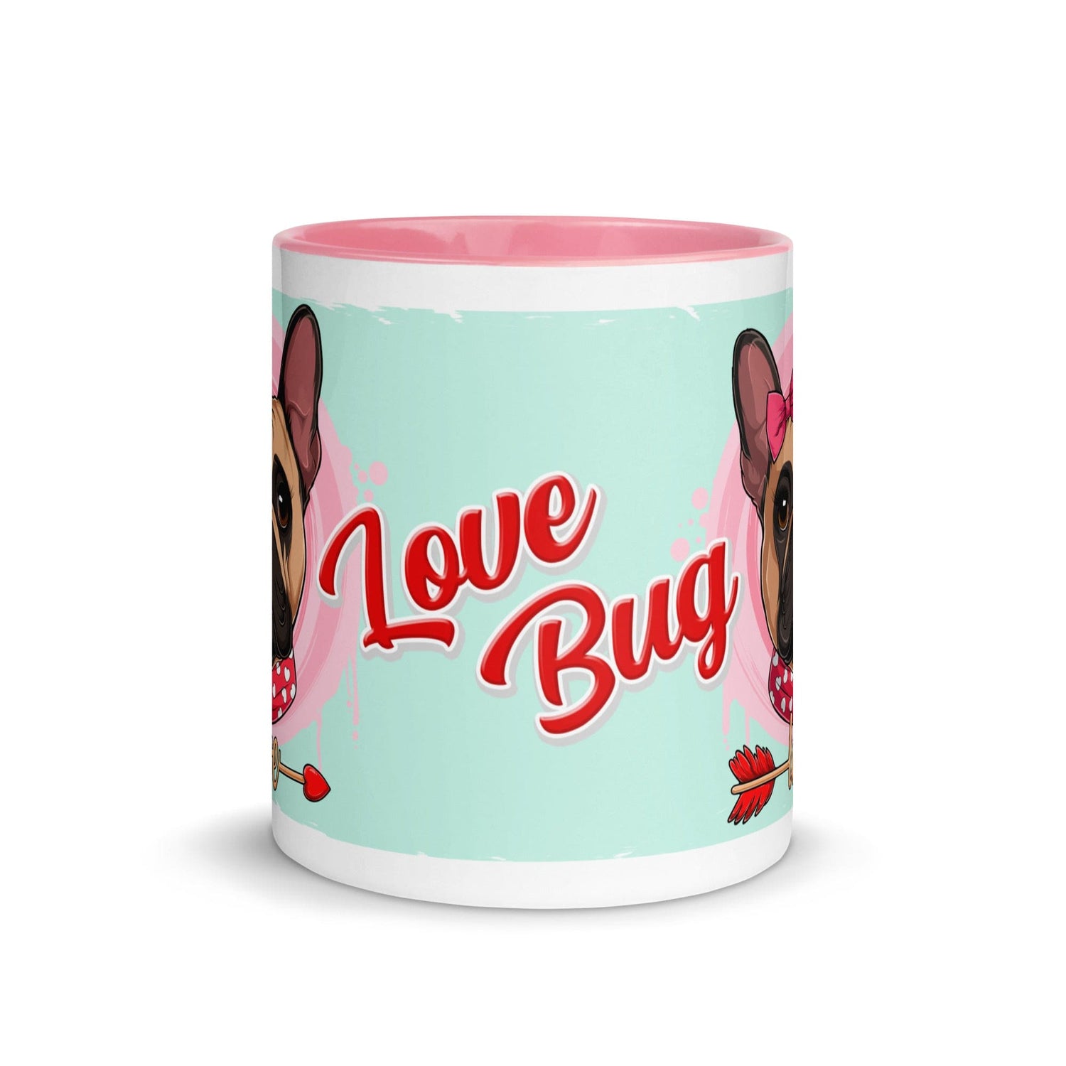 "Love Bug" with Arrow of Love French Bulldog Mug | Fawn & White Colored Female