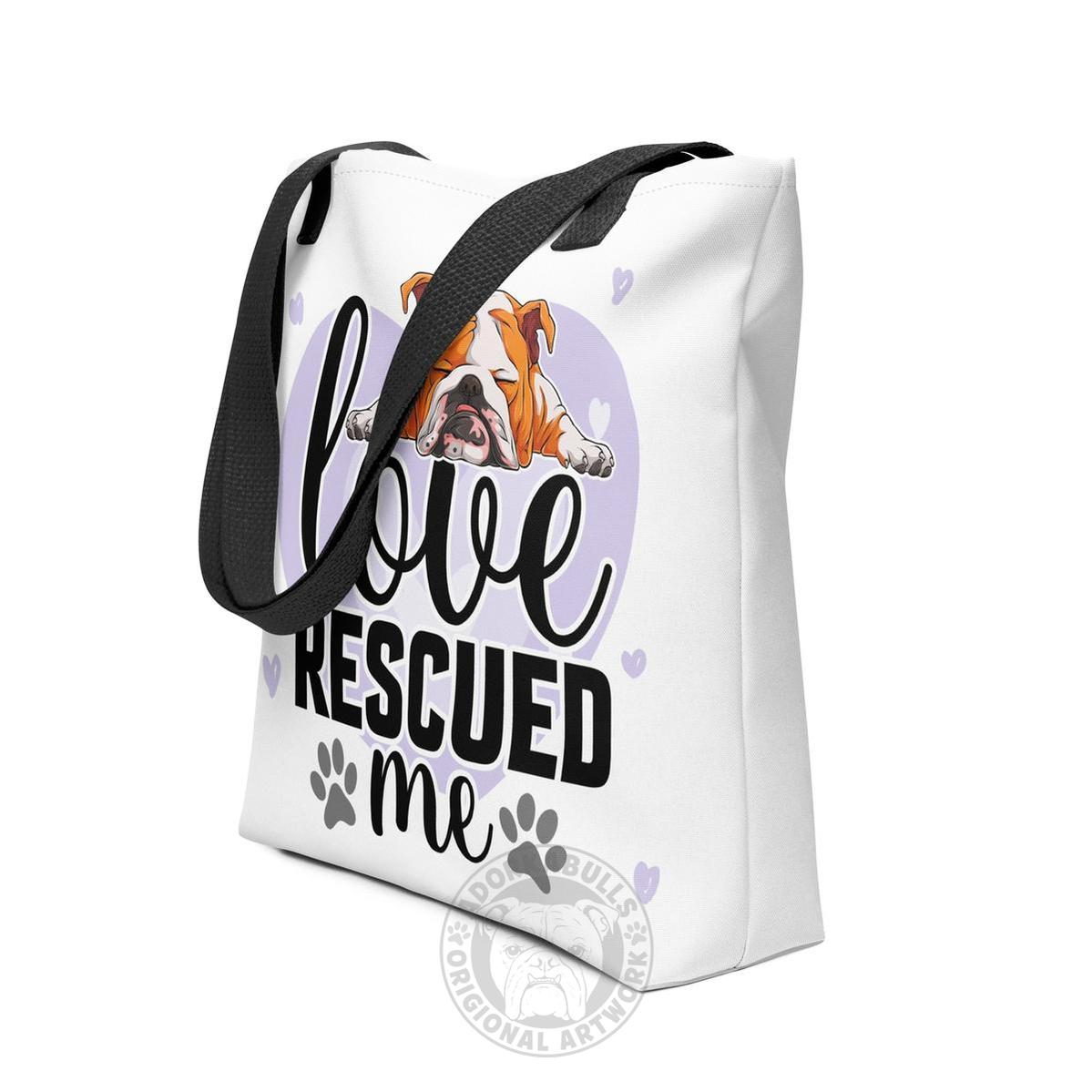 "Love Rescued Me" English Bulldog Tote Bag