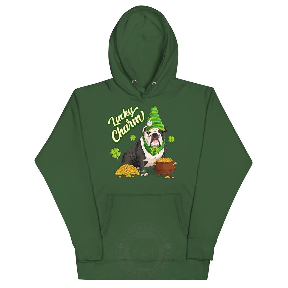 "Lucky Charm" Female Bulldog Hoodie | B&W Colored