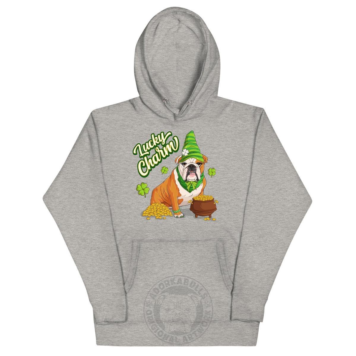 "Lucky Charm" Female Bulldog Hoodie | Red & White Colored