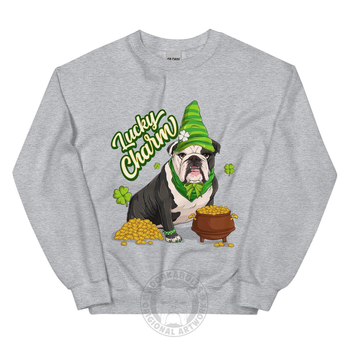 "Lucky Charm" Female Bulldog Sweatshirt | B&W Colored