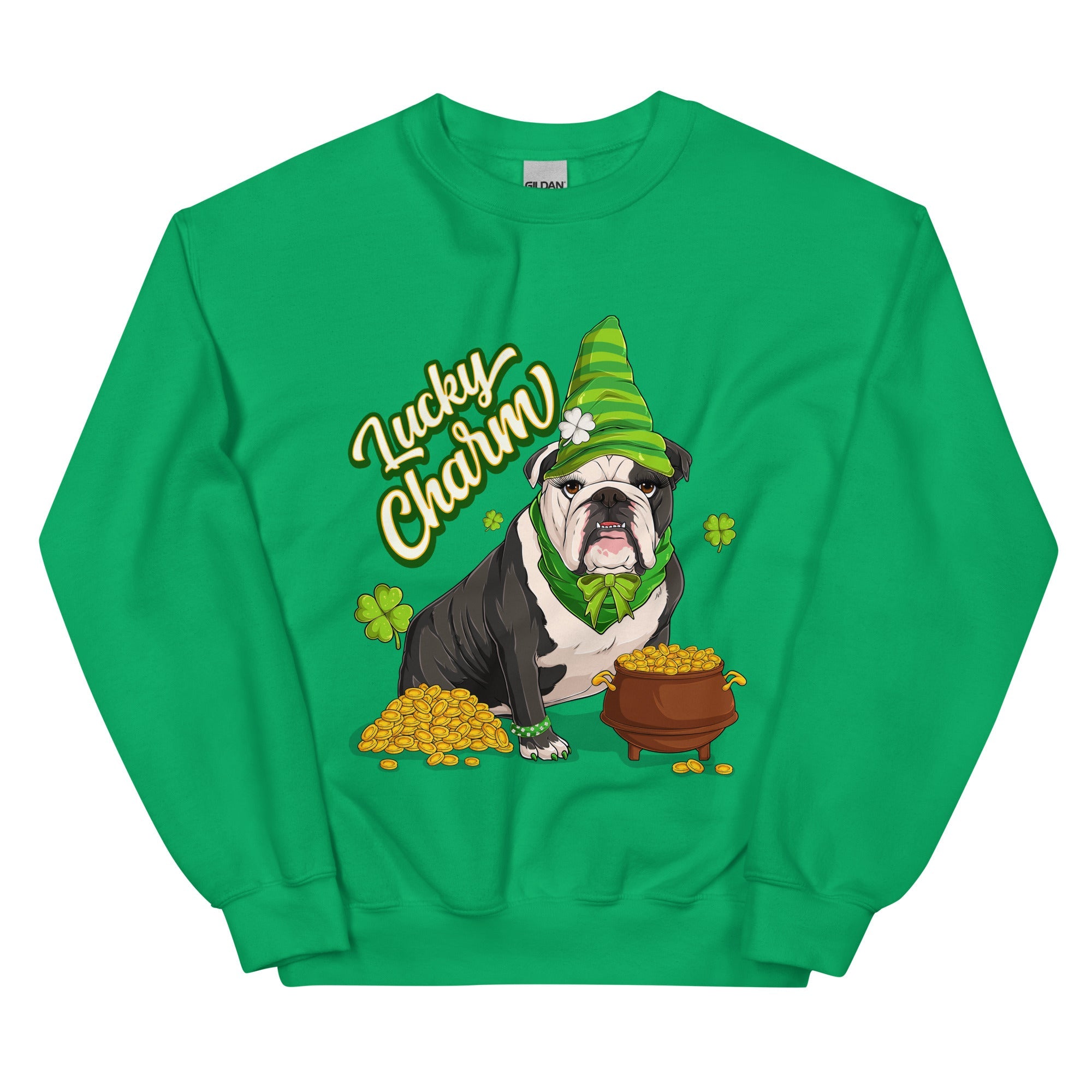 "Lucky Charm" Female Bulldog Sweatshirt | B&W Colored