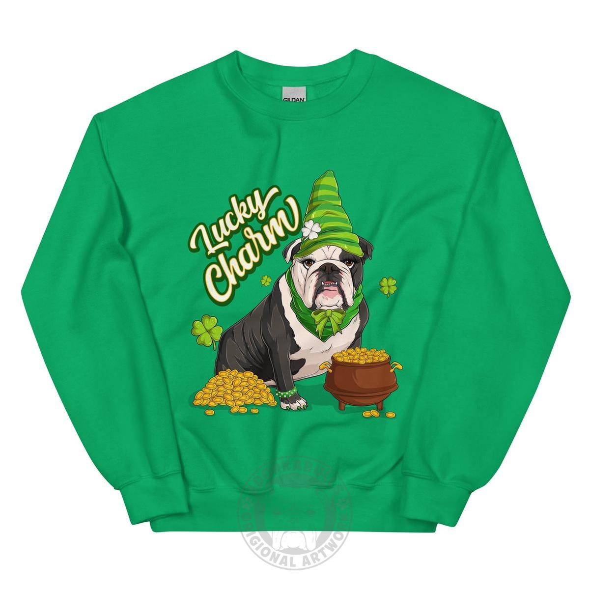 "Lucky Charm" Female Bulldog Sweatshirt | B&W Colored