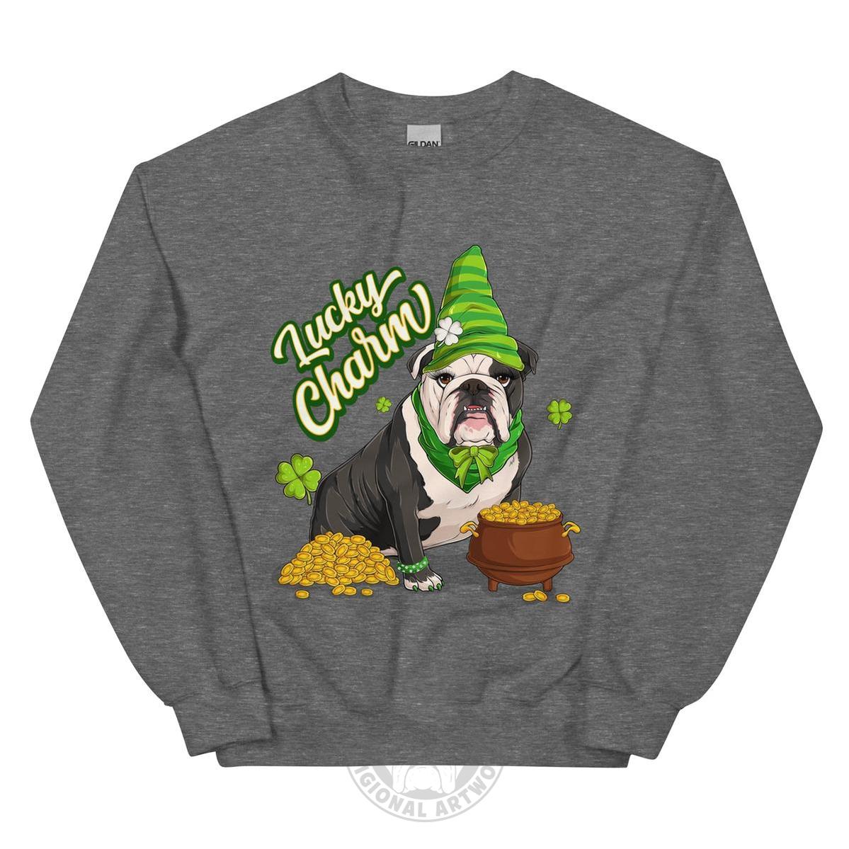 "Lucky Charm" Female Bulldog Sweatshirt | B&W Colored