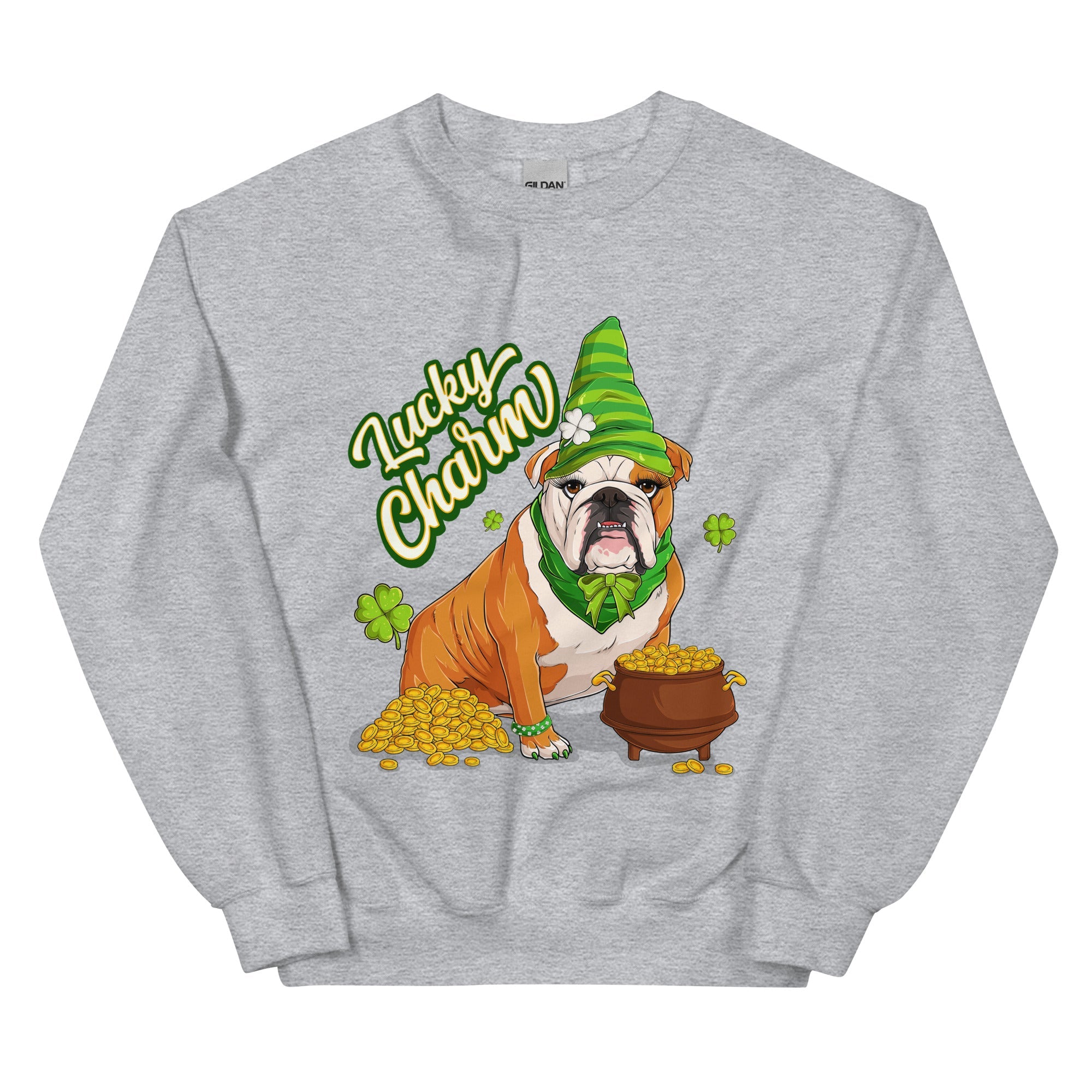 "Lucky Charm" Female Bulldog Sweatshirt| Red & White Colored