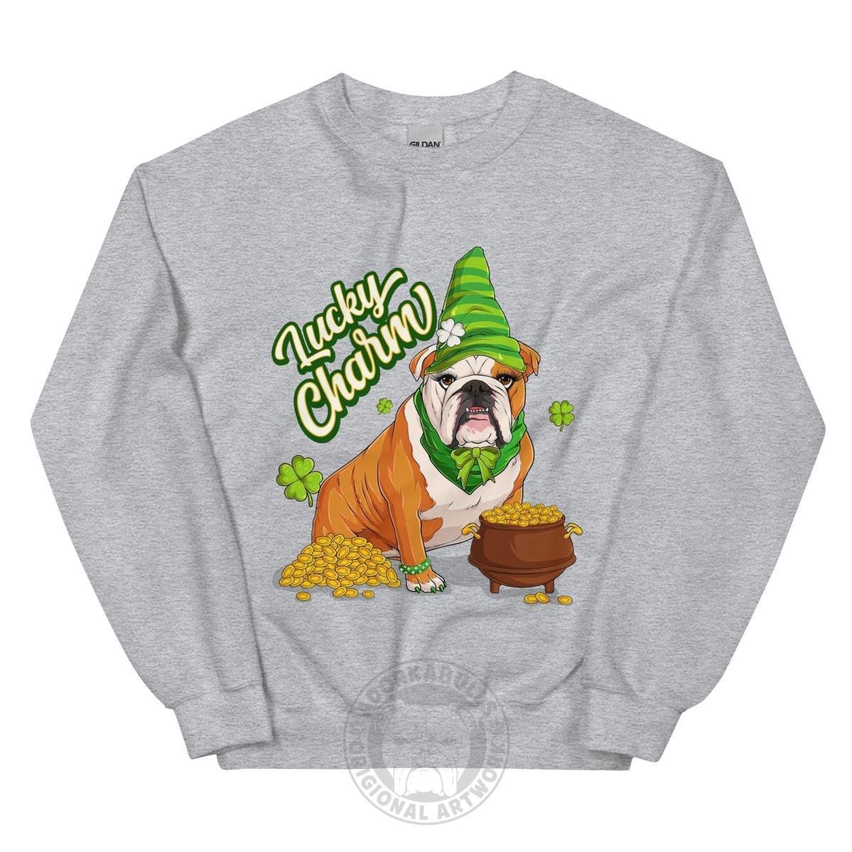 "Lucky Charm" Female Bulldog Sweatshirt| Red & White Colored