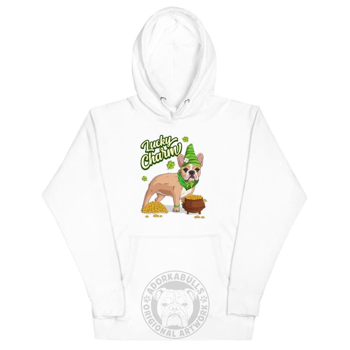 "Lucky Charm" Female Frenchie Hoodie | Fawn & White Colored