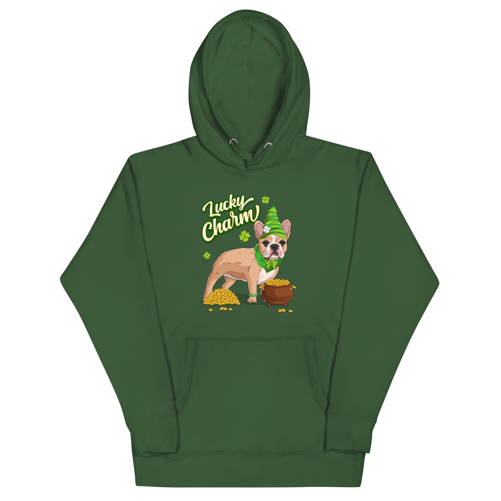 "Lucky Charm" Female Frenchie Hoodie | Fawn & White Colored