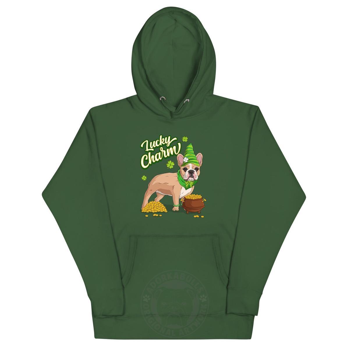 "Lucky Charm" Female Frenchie Hoodie | Fawn & White Colored