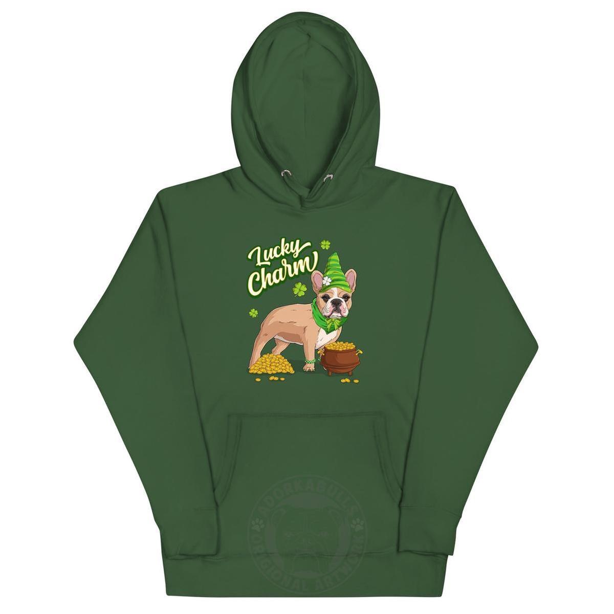 "Lucky Charm" Female Frenchie Hoodie | Fawn & White Colored