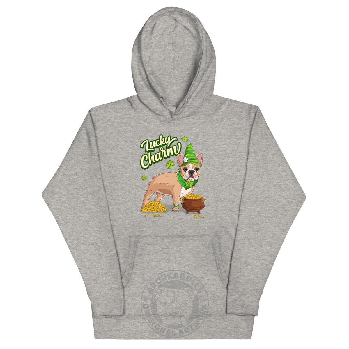 "Lucky Charm" Female Frenchie Hoodie | Fawn & White Colored
