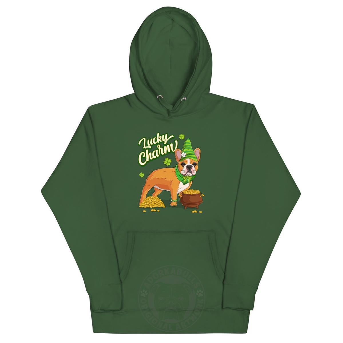 "Lucky Charm" Female Frenchie Hoodie | Red & White Colored
