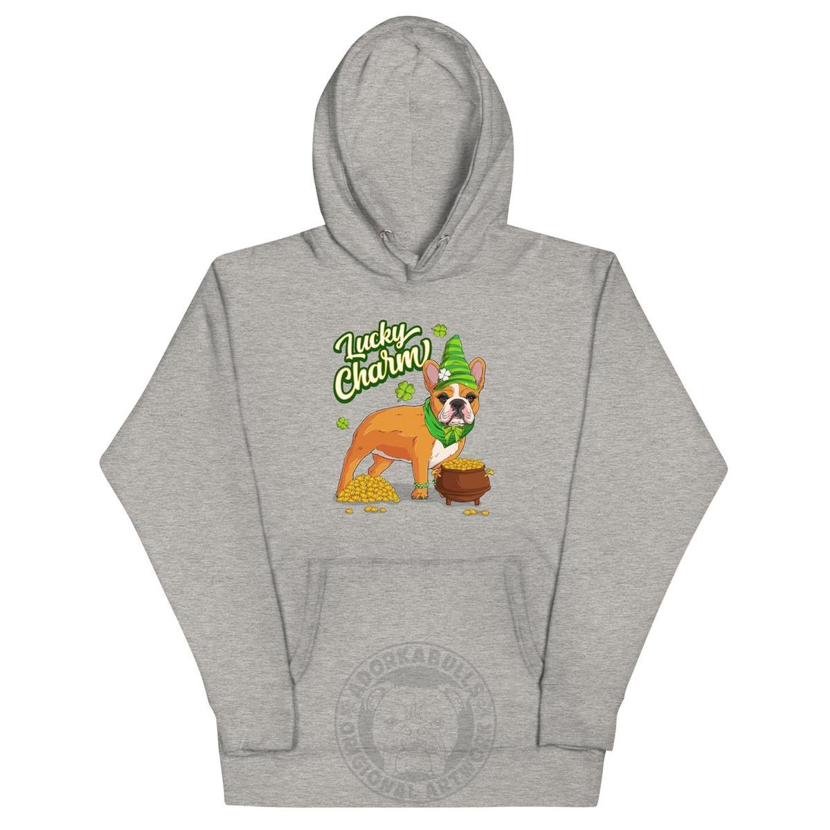 "Lucky Charm" Female Frenchie Hoodie | Red & White Colored