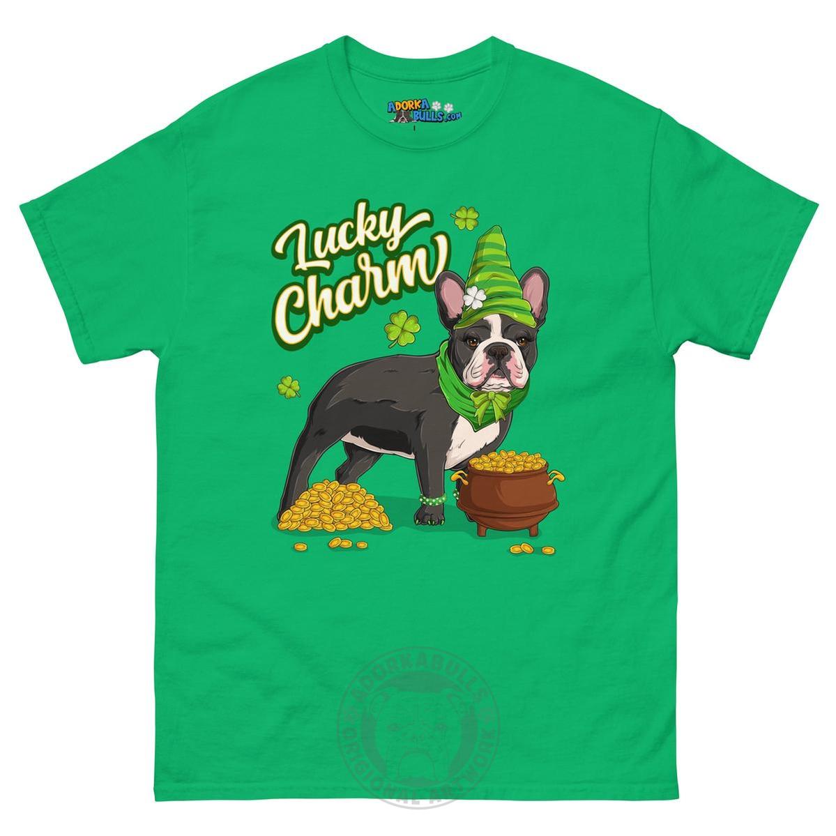 "Lucky Charm" Female Frenchie Men’s T-Shirt | B&W Colored