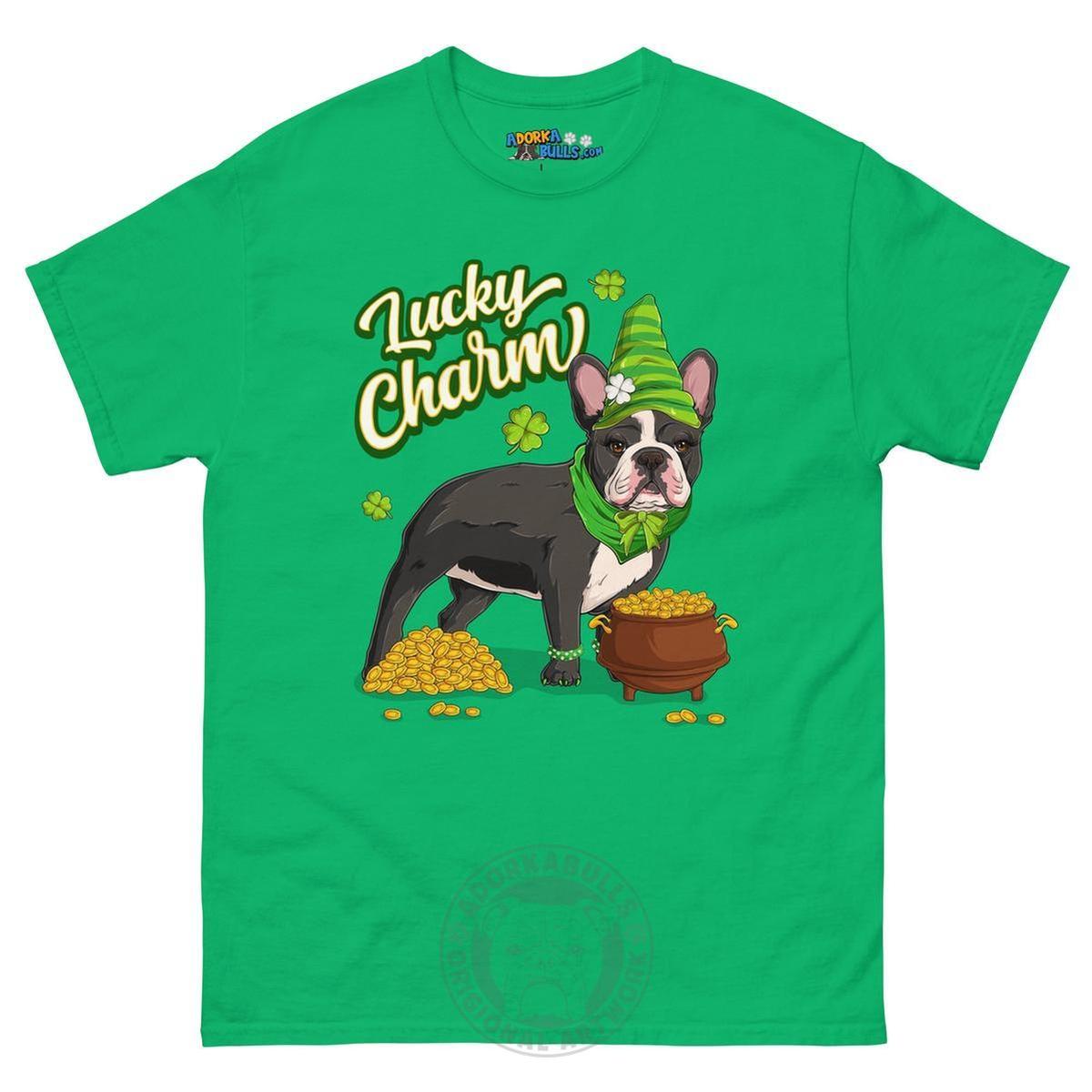 "Lucky Charm" Female Frenchie Men’s T-Shirt | B&W Colored