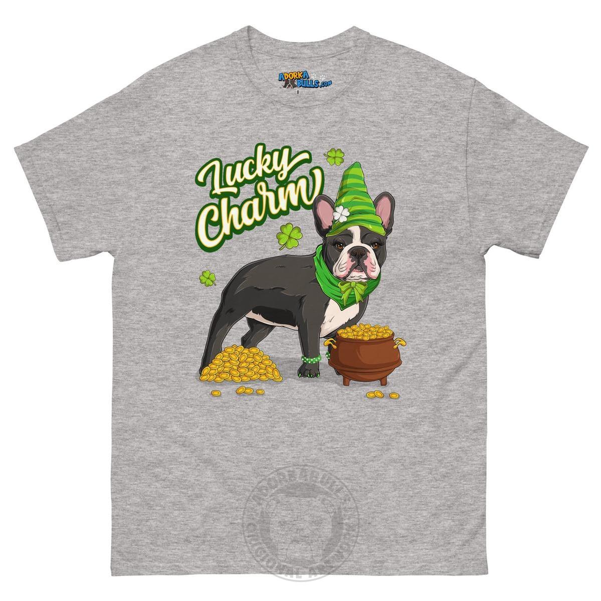 "Lucky Charm" Female Frenchie Men’s T-Shirt | B&W Colored