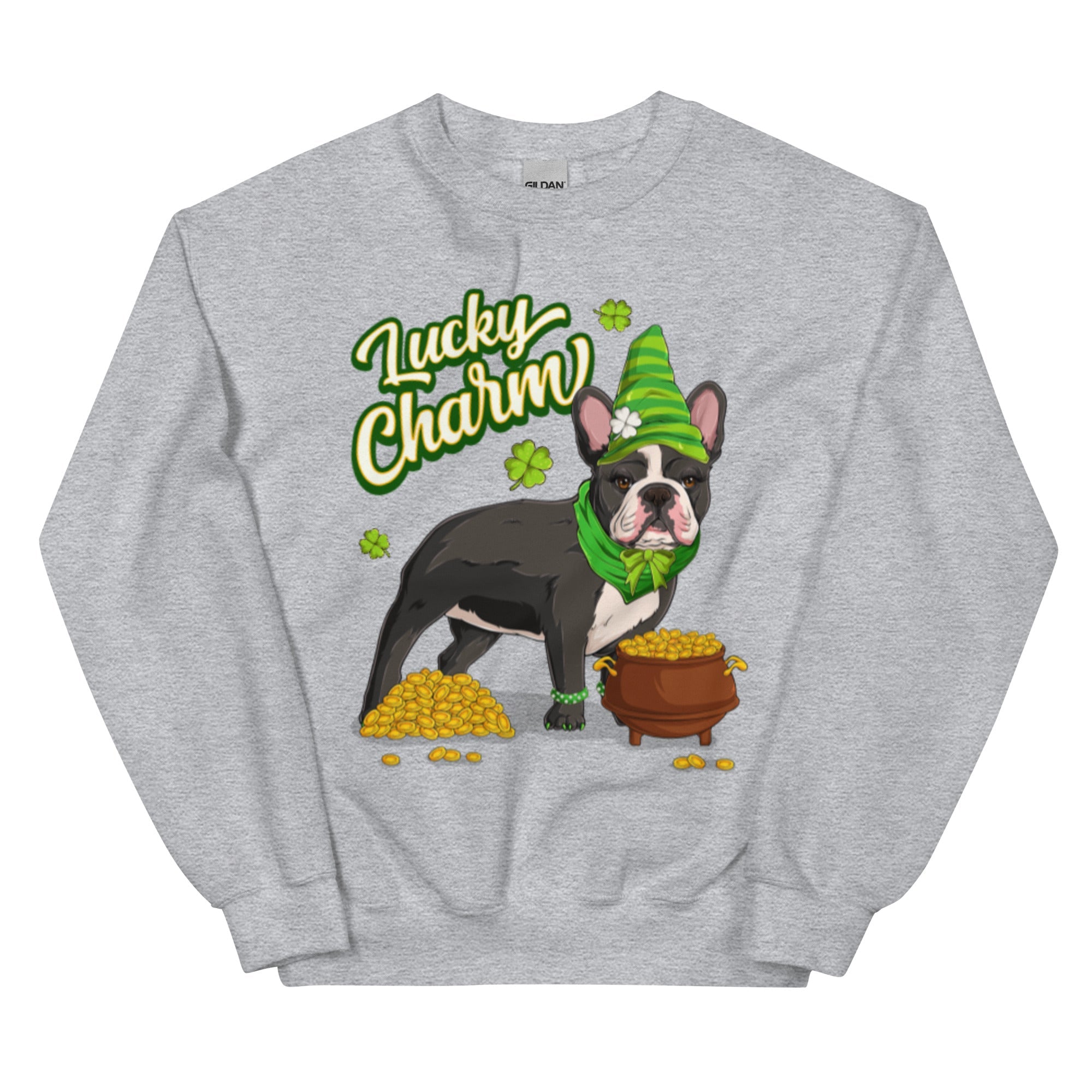 "Lucky Charm" Female Frenchie Sweatshirt | B&W Colored